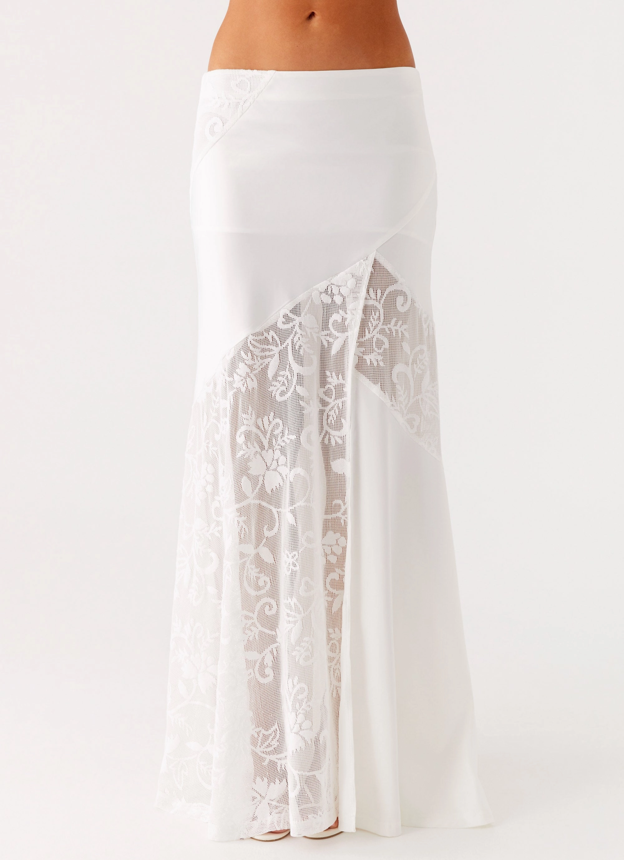 Dasie Lace Maxi Skirt - White SecureZipperClosures Versatile staple