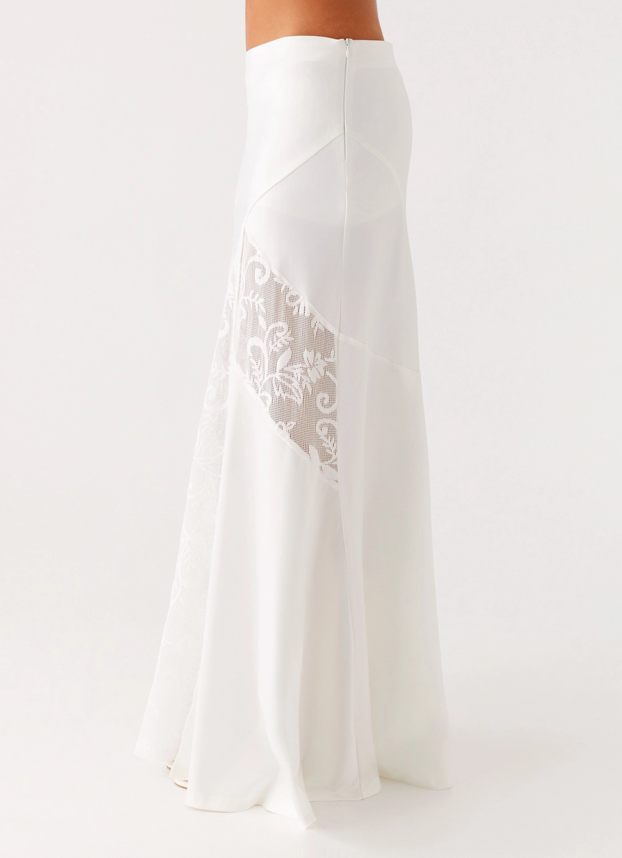 Easy Motion Tight Fit Dasie Lace Maxi Skirt - White