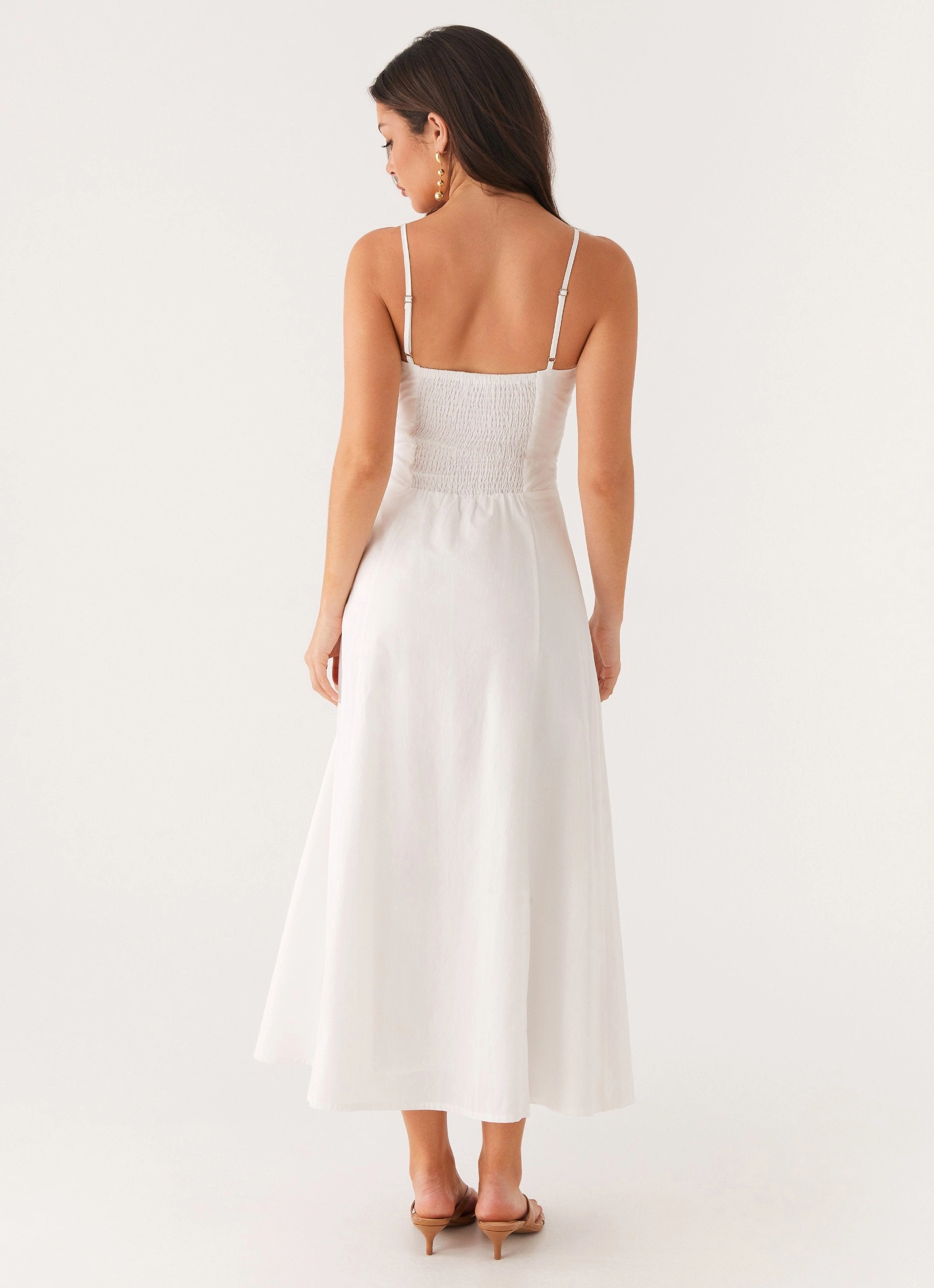 Fashion Look Fitted Design Noosa Midi Dress - White