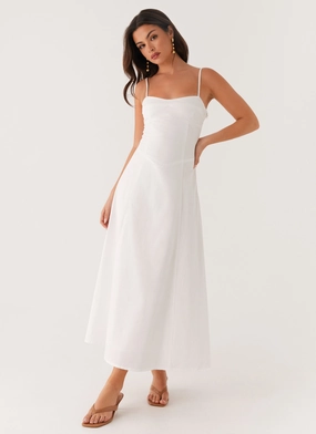 Noosa Midi Dress - White Graduation-Event Feminine fit-and-flare silhouette