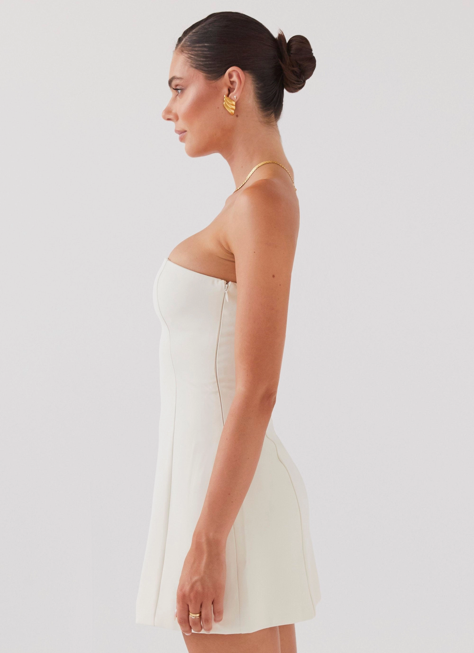 Beauty Zone Ayanna Strapless Mini Dress - Ivory