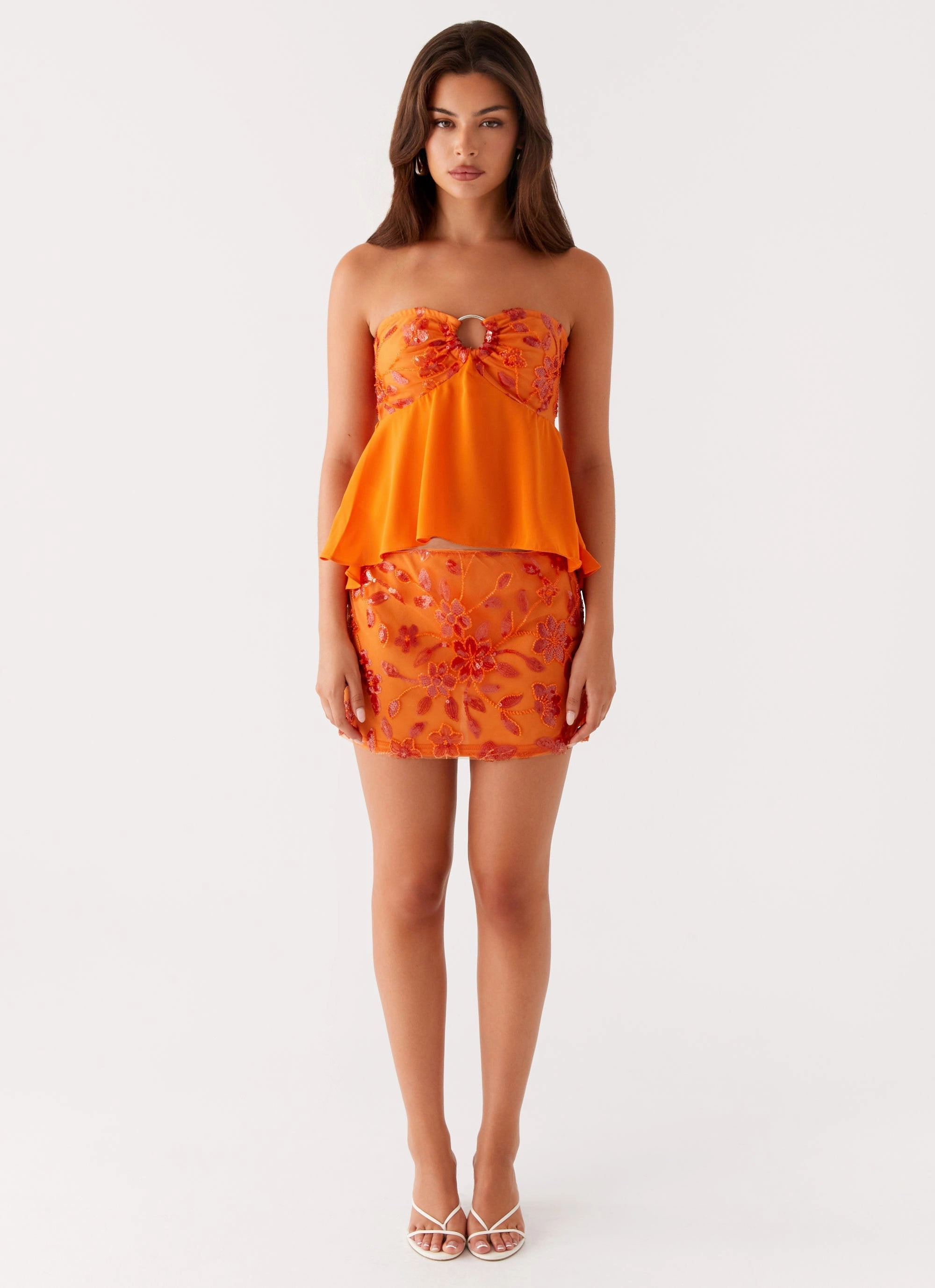 Kenya Beaded Mini Skirt - Orange Sporty Function Quick Move