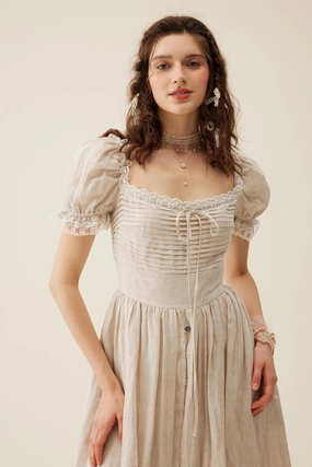 Monet Haze 26 | Fairy layered Linen Dress with pintucks Stretch Layer Fit MachineWashableFabric