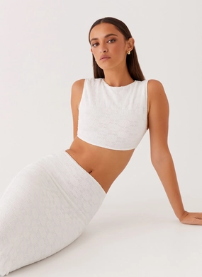Garment Dyed Finish Issey Crop Top - White