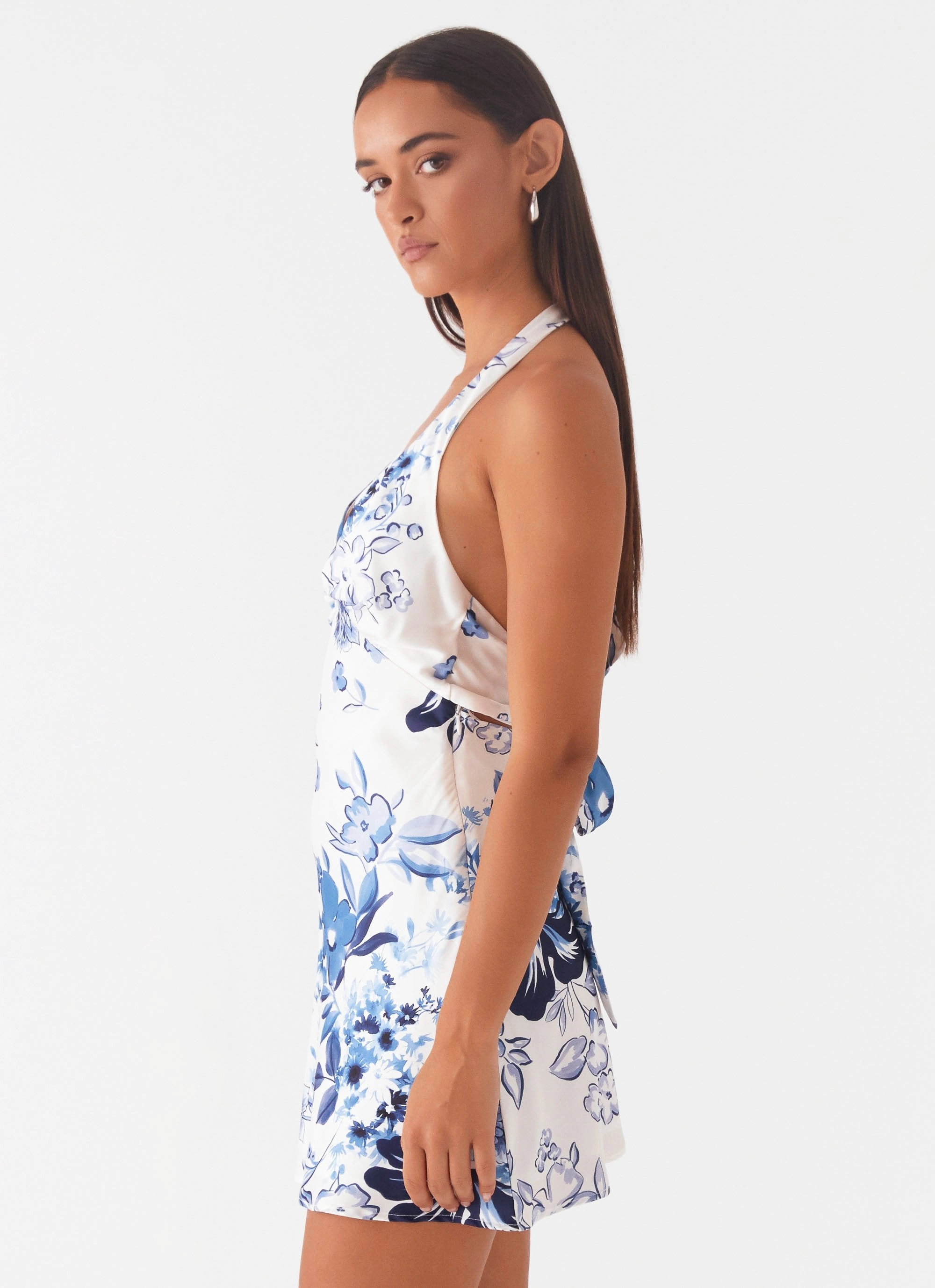 Light Wear Smart Design Heavy Hearted Mini Dress - Serene Sky Print