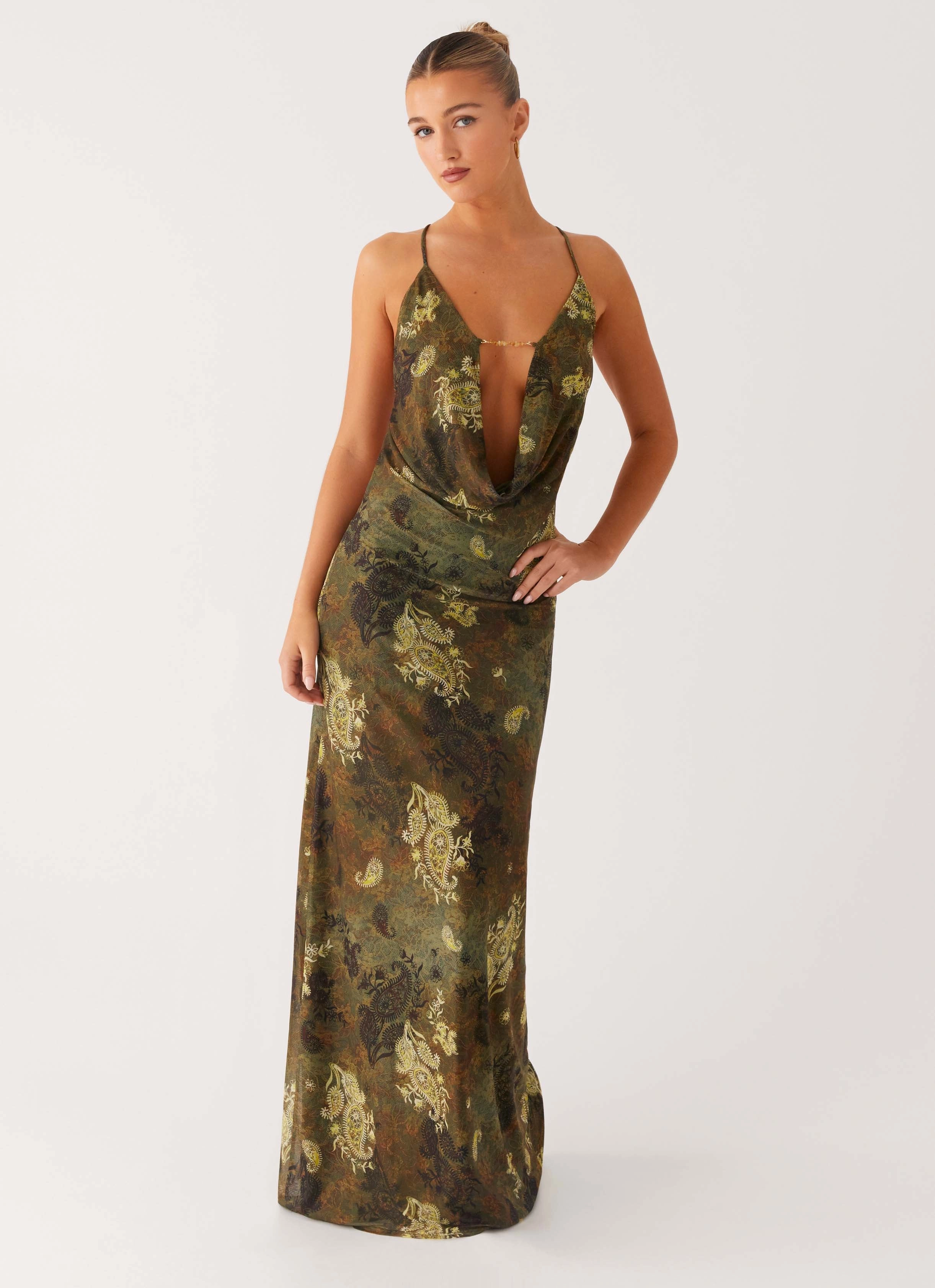 Japan Line Sleek Tone Star Fields Maxi Dress - Cyber Floral