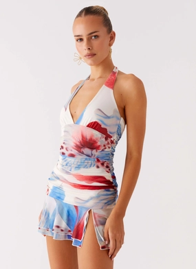 Starlit Night Mini Dress - Deep Sea Bloom Daily Casual