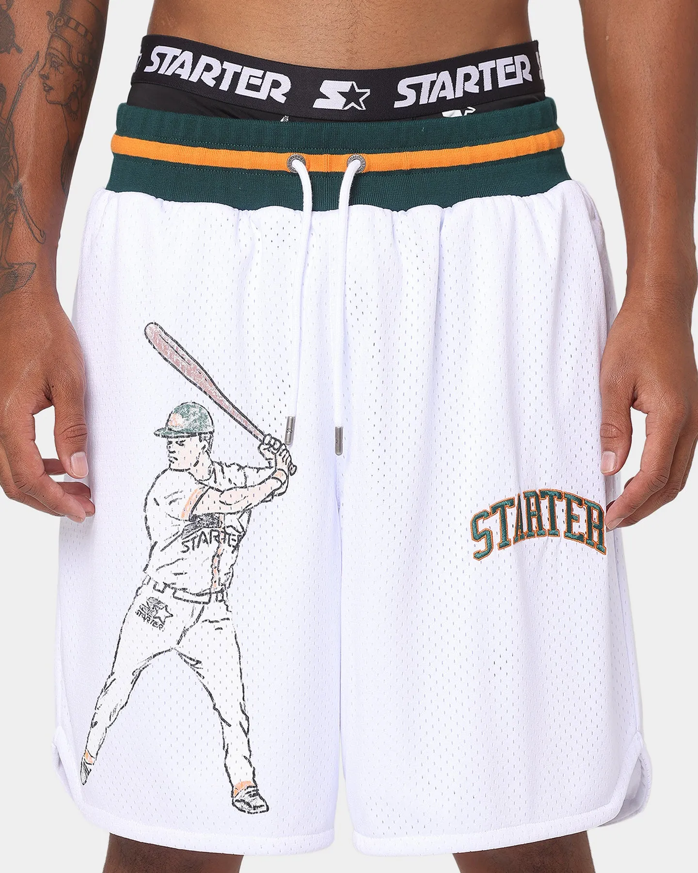 Starter Arch Batter Ball Shorts White