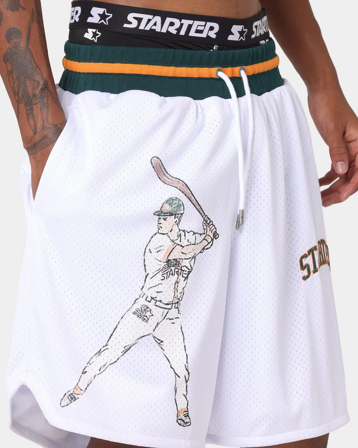 Starter Arch Batter Ball Shorts White