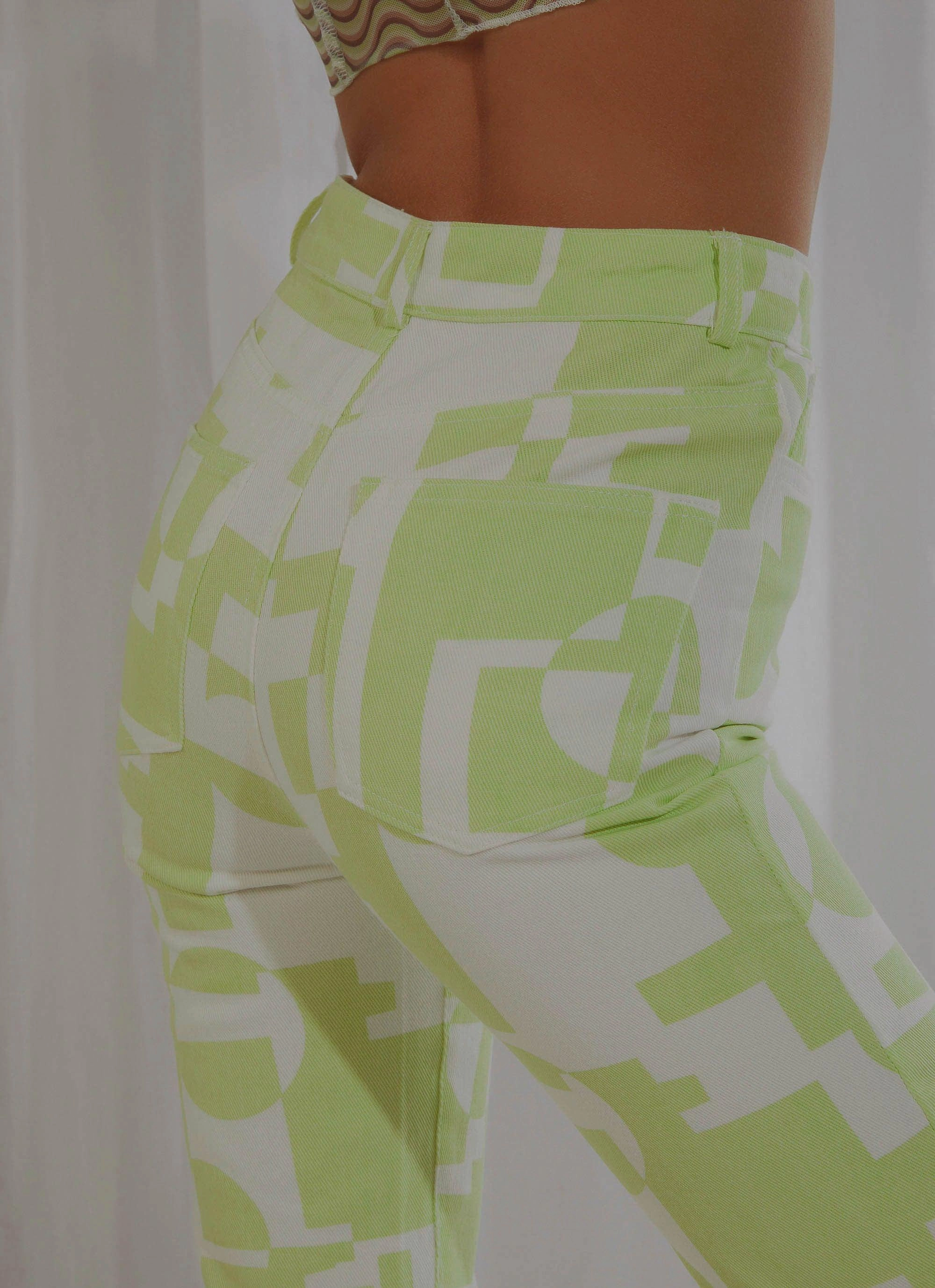 Electric Avenue Pants - Lime Structured fabric