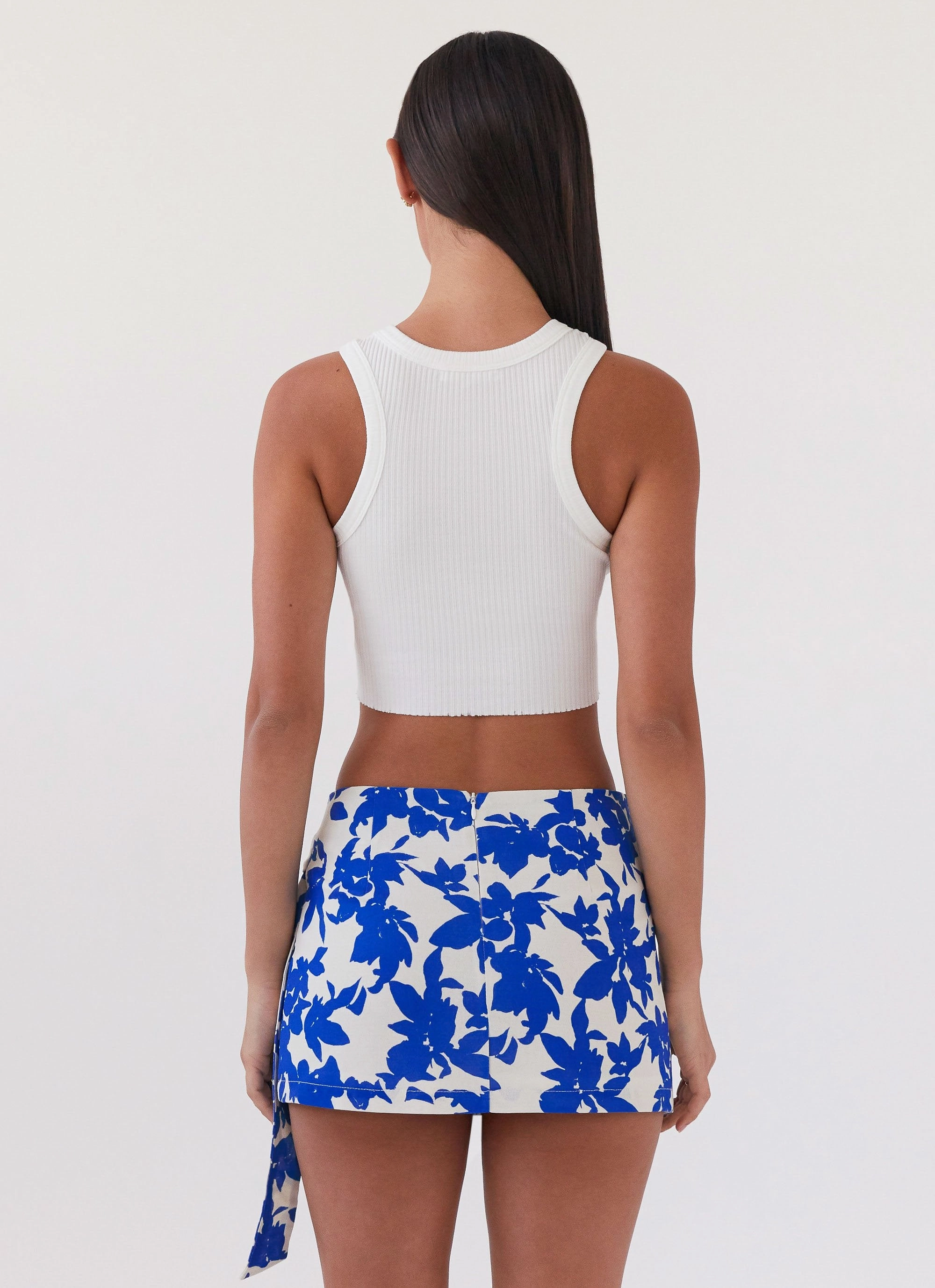 Organic Cotton Blend Steal Away Linen Wrap Skirt - Blue Floral