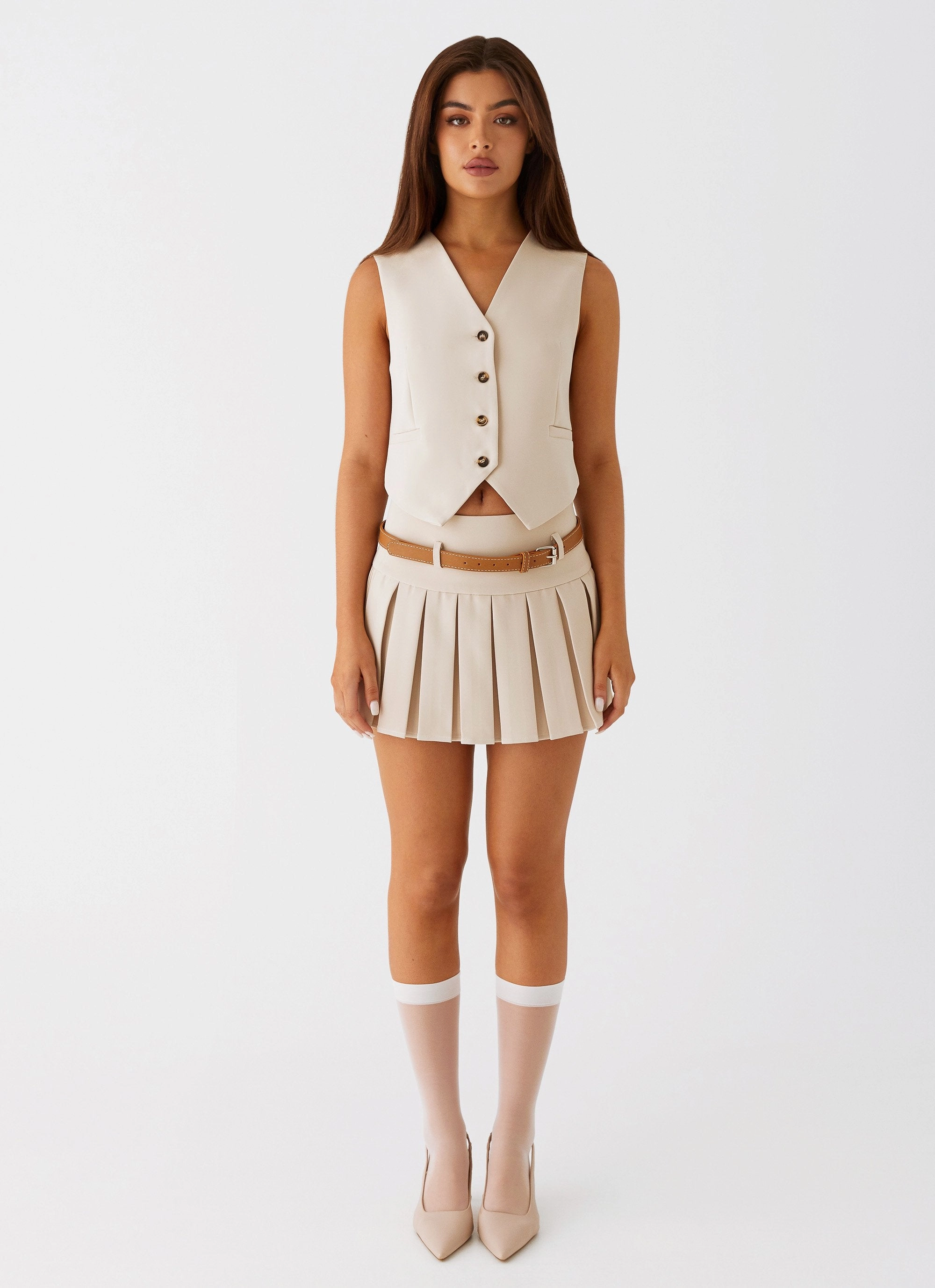 Trendy Look Stealth Mode Mini Skirt - Beige