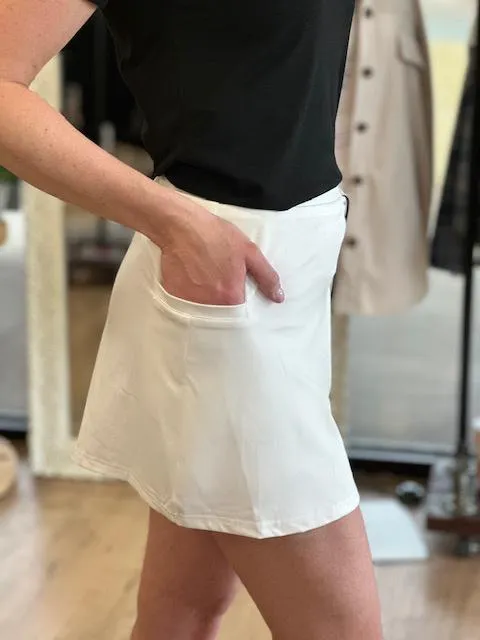 Steffi White Tennis Skirt with Built-in Shorts