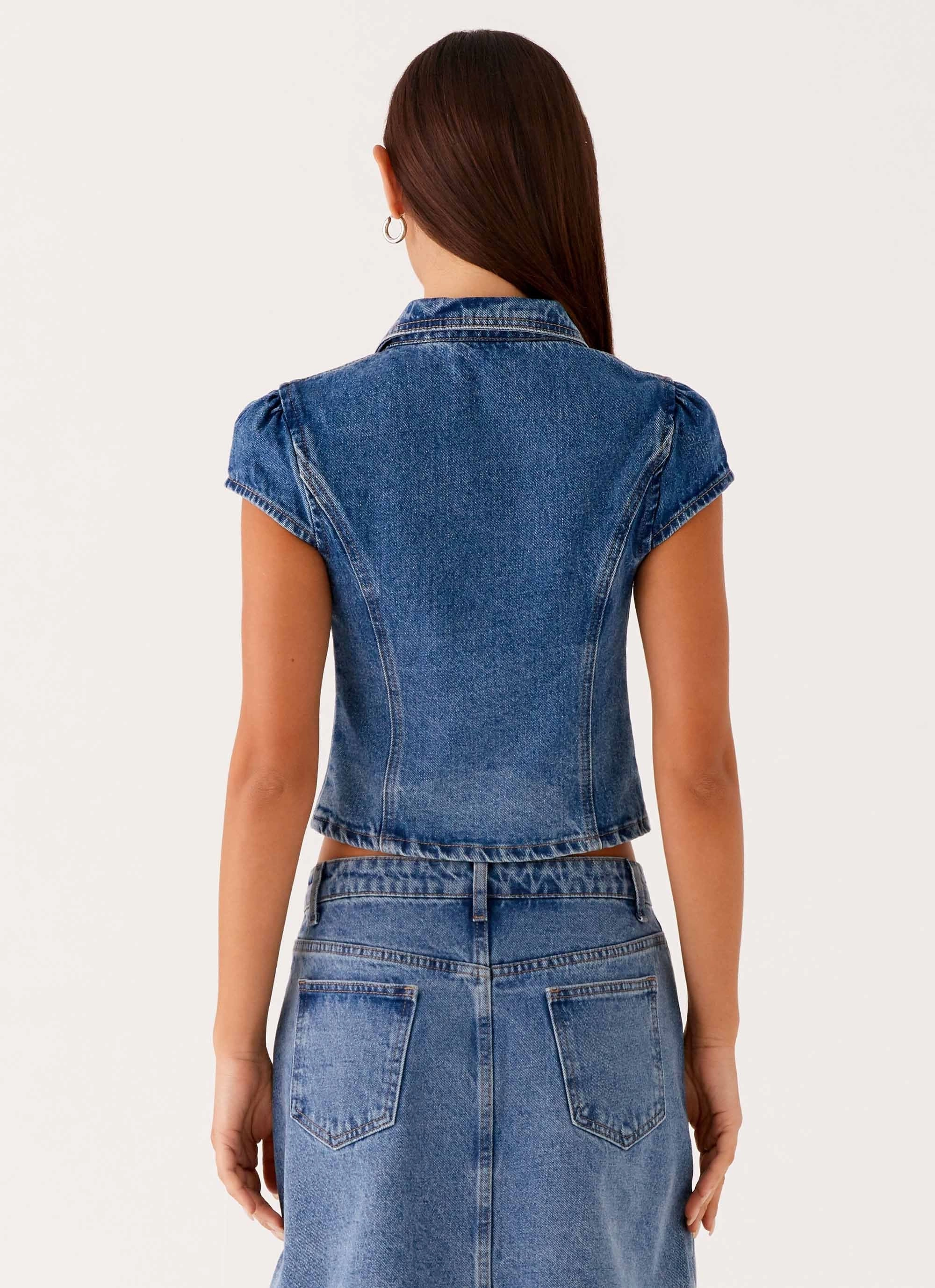 Tension Balanced Design Stella Button Up Top - Blue