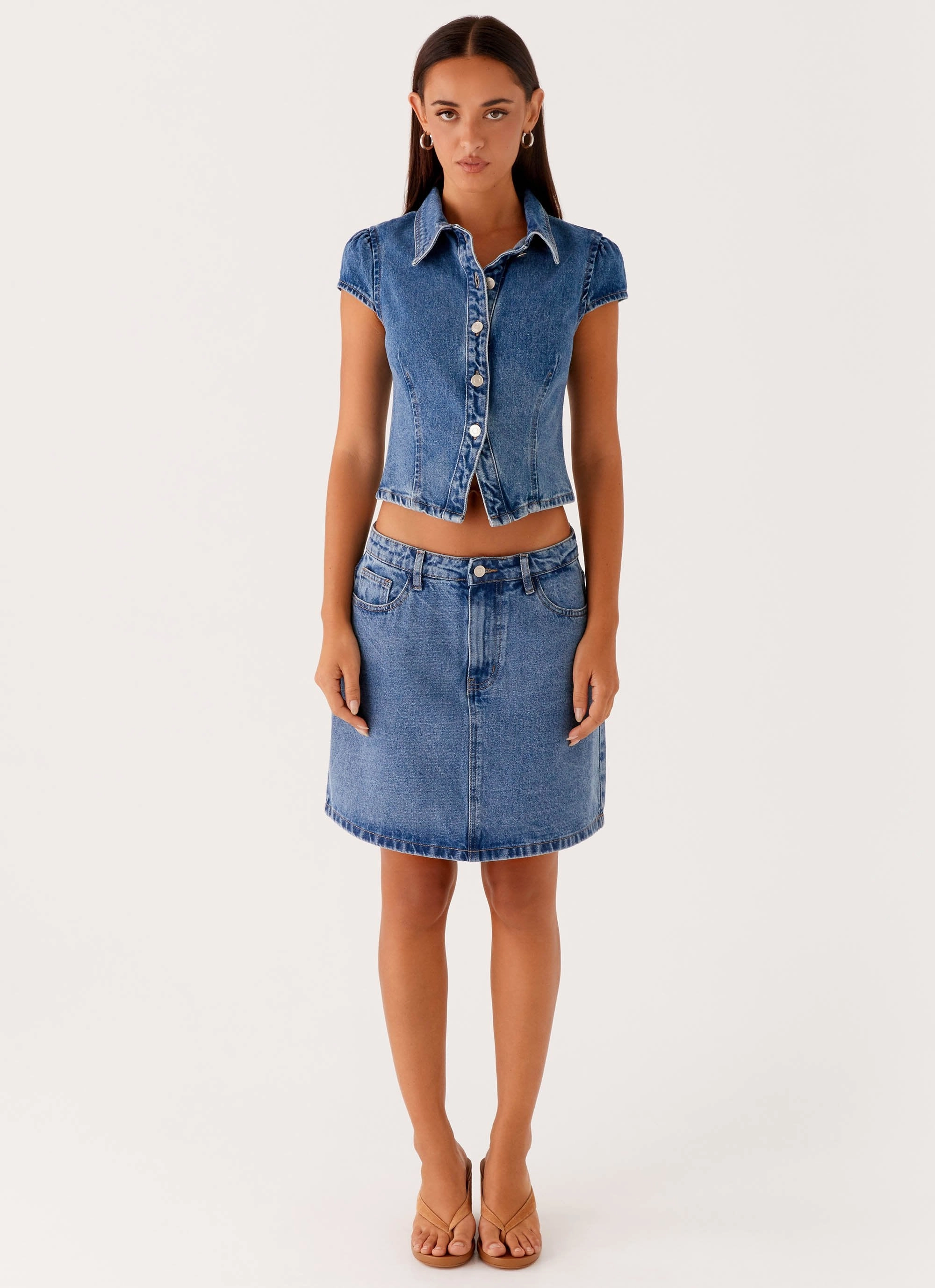 Abrasion Resistant Fabric OdorResistant Stella Button Up Top - Blue