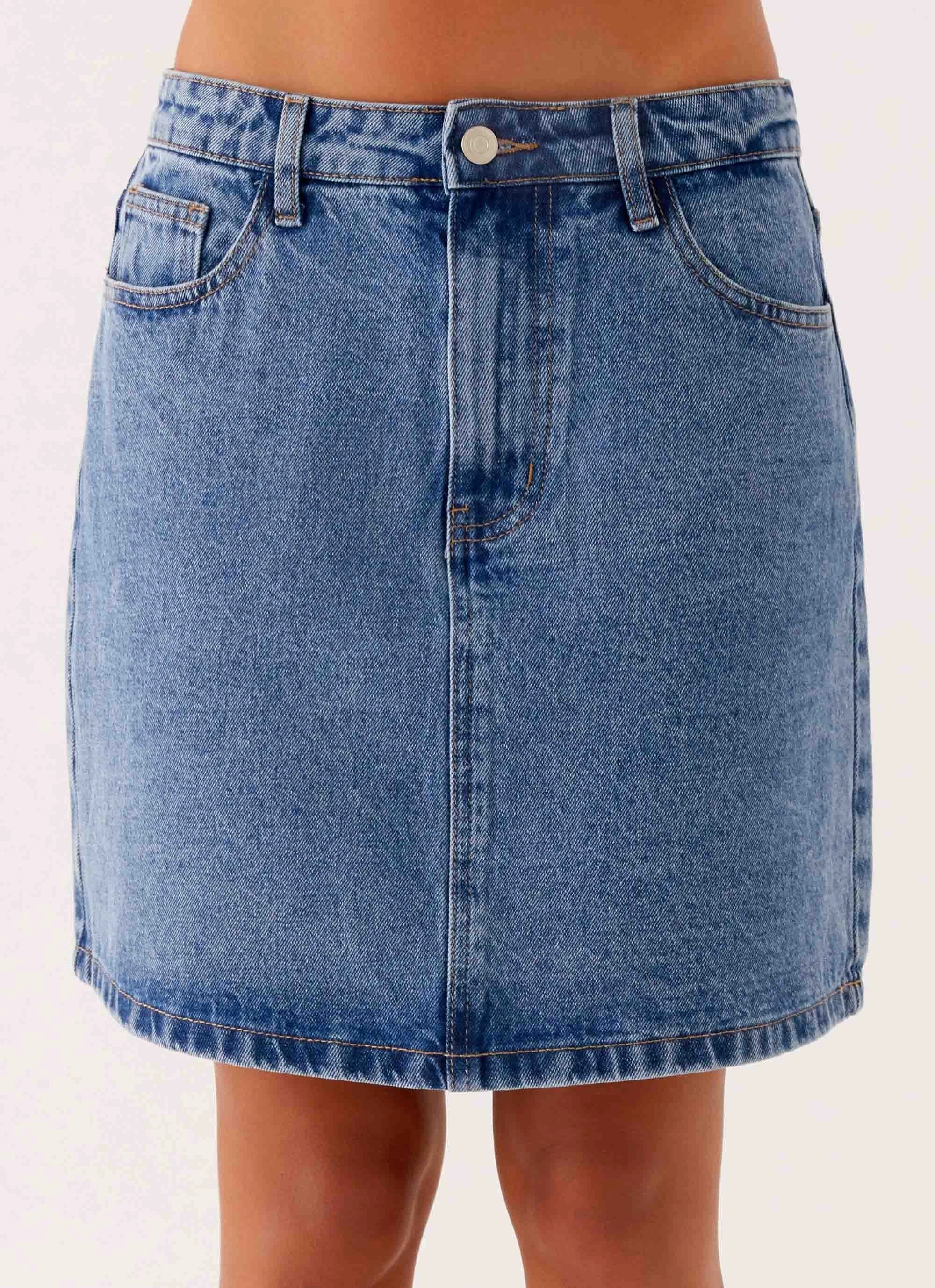 Stella Low Rise Mini Skirt - Blue Perfect Shape