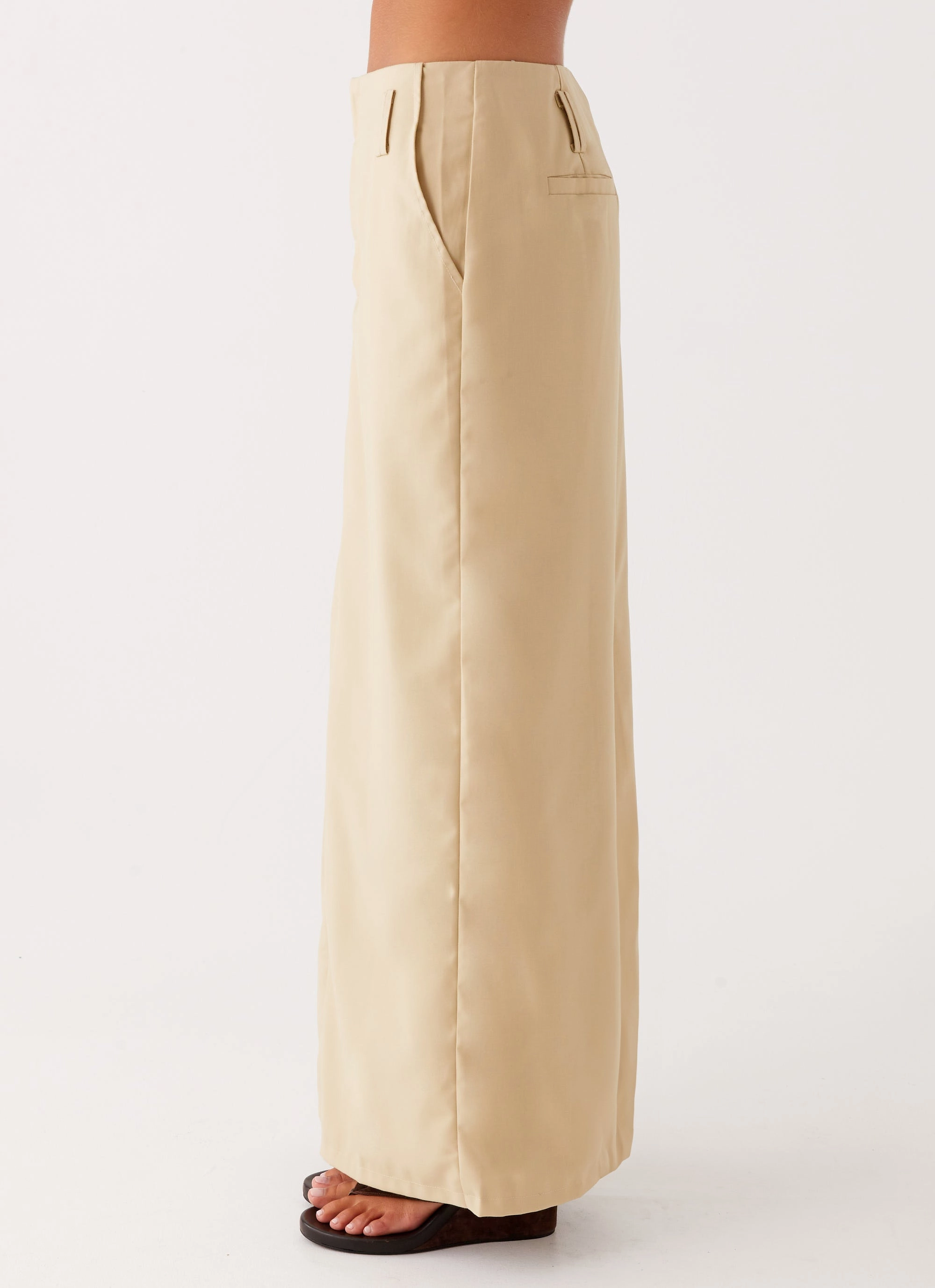 Stella Tailored Maxi Skirt - Beige Fashionable Cut Timeless Style
