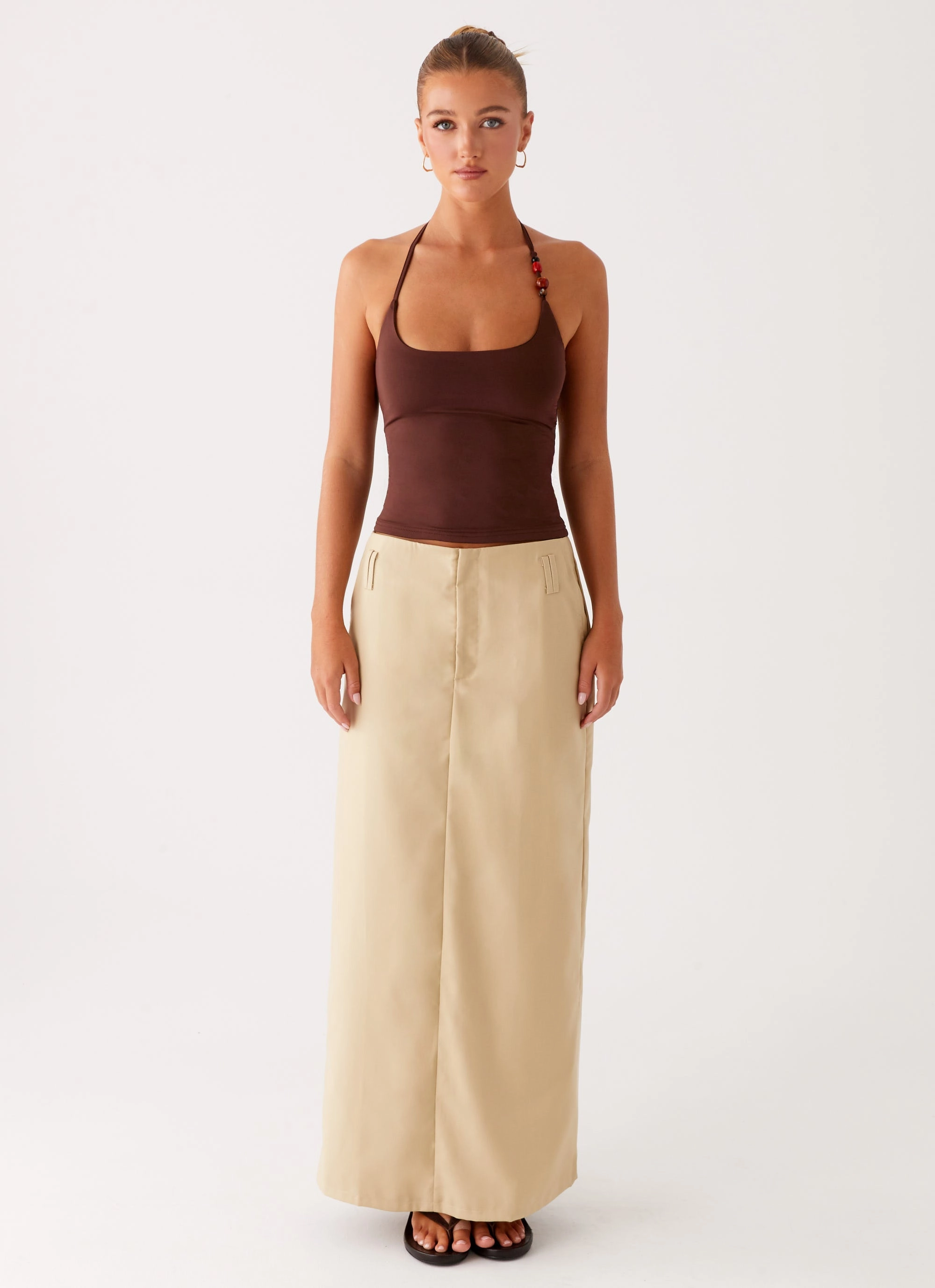 TearResistantPanels Stella Tailored Maxi Skirt - Beige