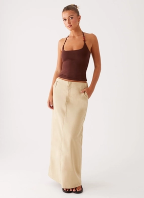 Comfort-First Stella Tailored Maxi Skirt - Beige