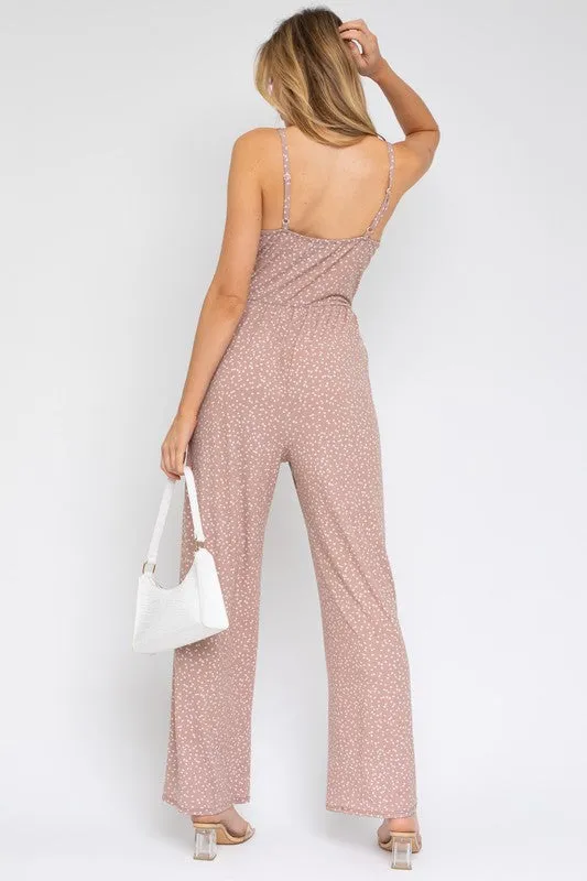 Stellar Speckle Wide-Leg Jumpsuit - Taupe/Ivory