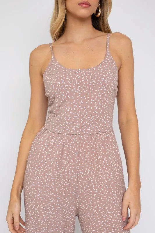 Stellar Speckle Wide-Leg Jumpsuit - Taupe/Ivory