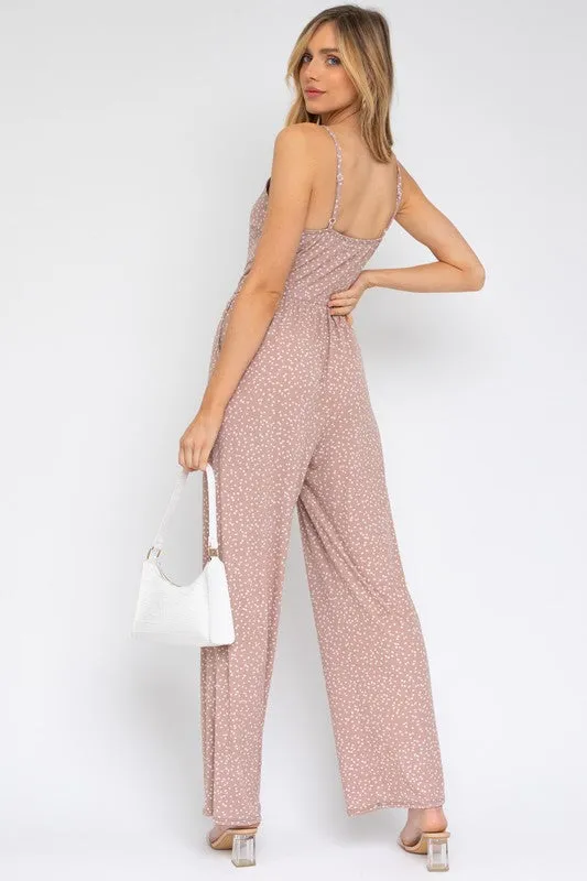 Stellar Speckle Wide-Leg Jumpsuit - Taupe/Ivory