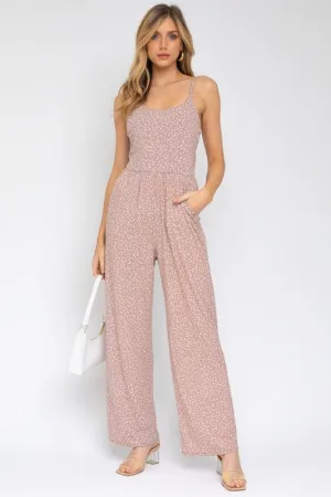 Stellar Speckle Wide-Leg Jumpsuit - Taupe/Ivory