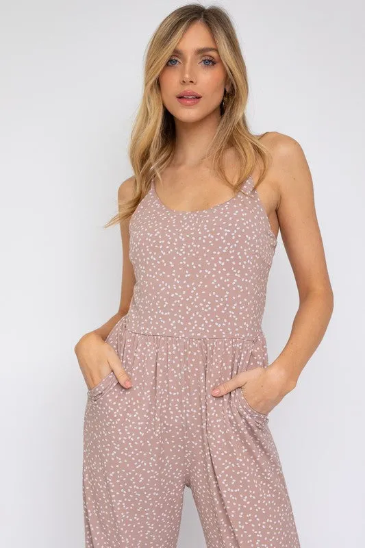 Stellar Speckle Wide-Leg Jumpsuit - Taupe/Ivory