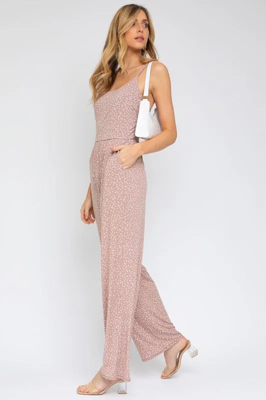 Stellar Speckle Wide-Leg Jumpsuit - Taupe/Ivory