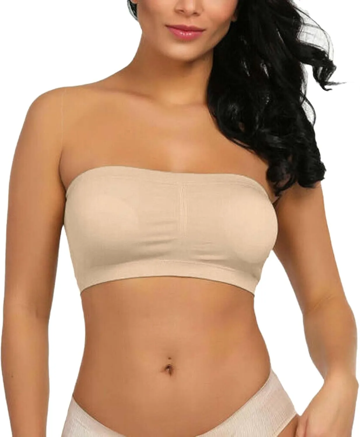 Strapless Bras for Women Plus Size Bandeau Sports Bras Solid Non-Slip Seamless Tube Tops Summer Basic Layer Bras