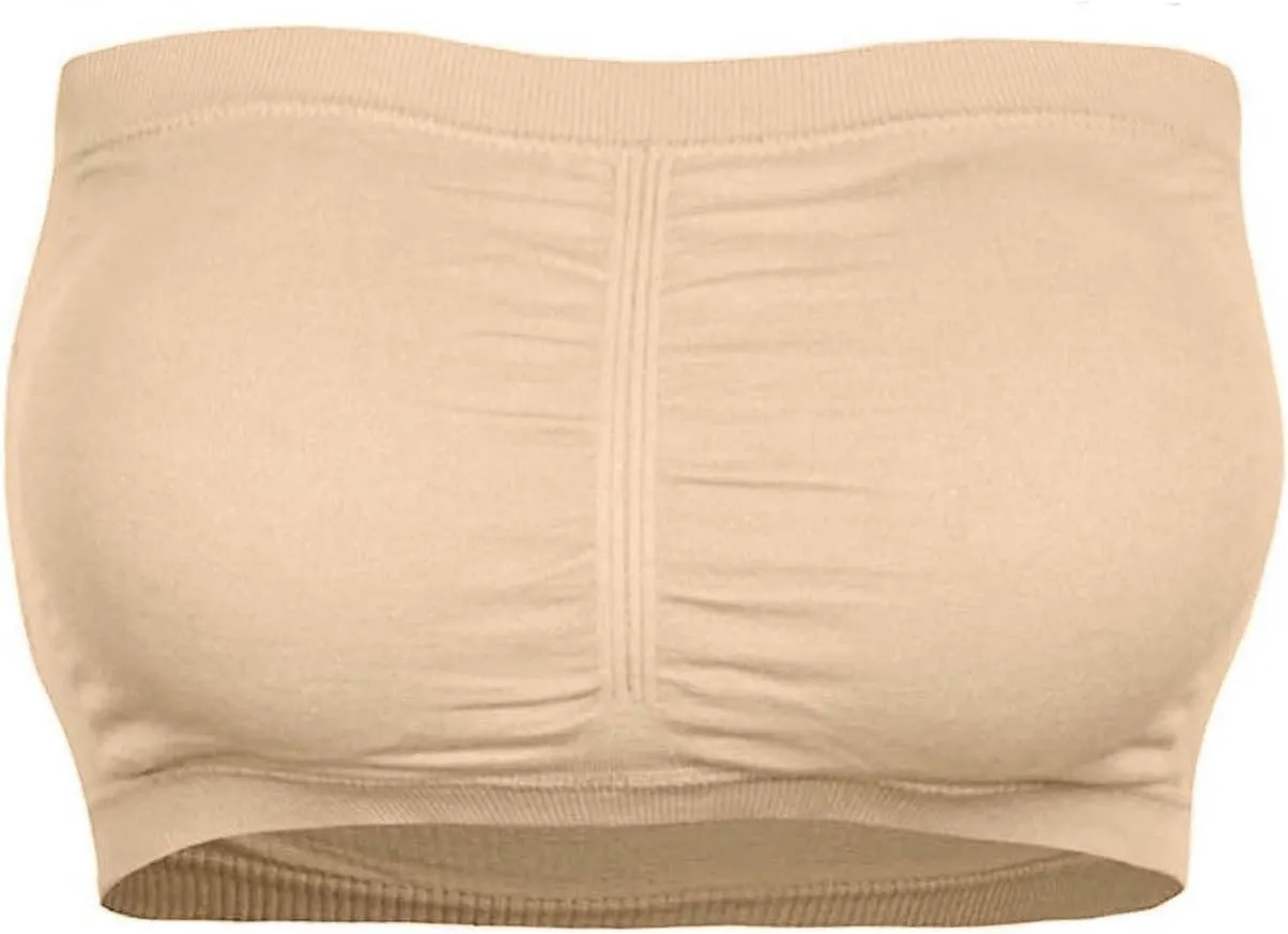 Strapless Bras for Women Plus Size Bandeau Sports Bras Solid Non-Slip Seamless Tube Tops Summer Basic Layer Bras