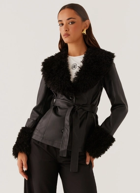 Street Lights Fur Trim Jacket - Black Seam Sealed Technology Reinforced Zippers