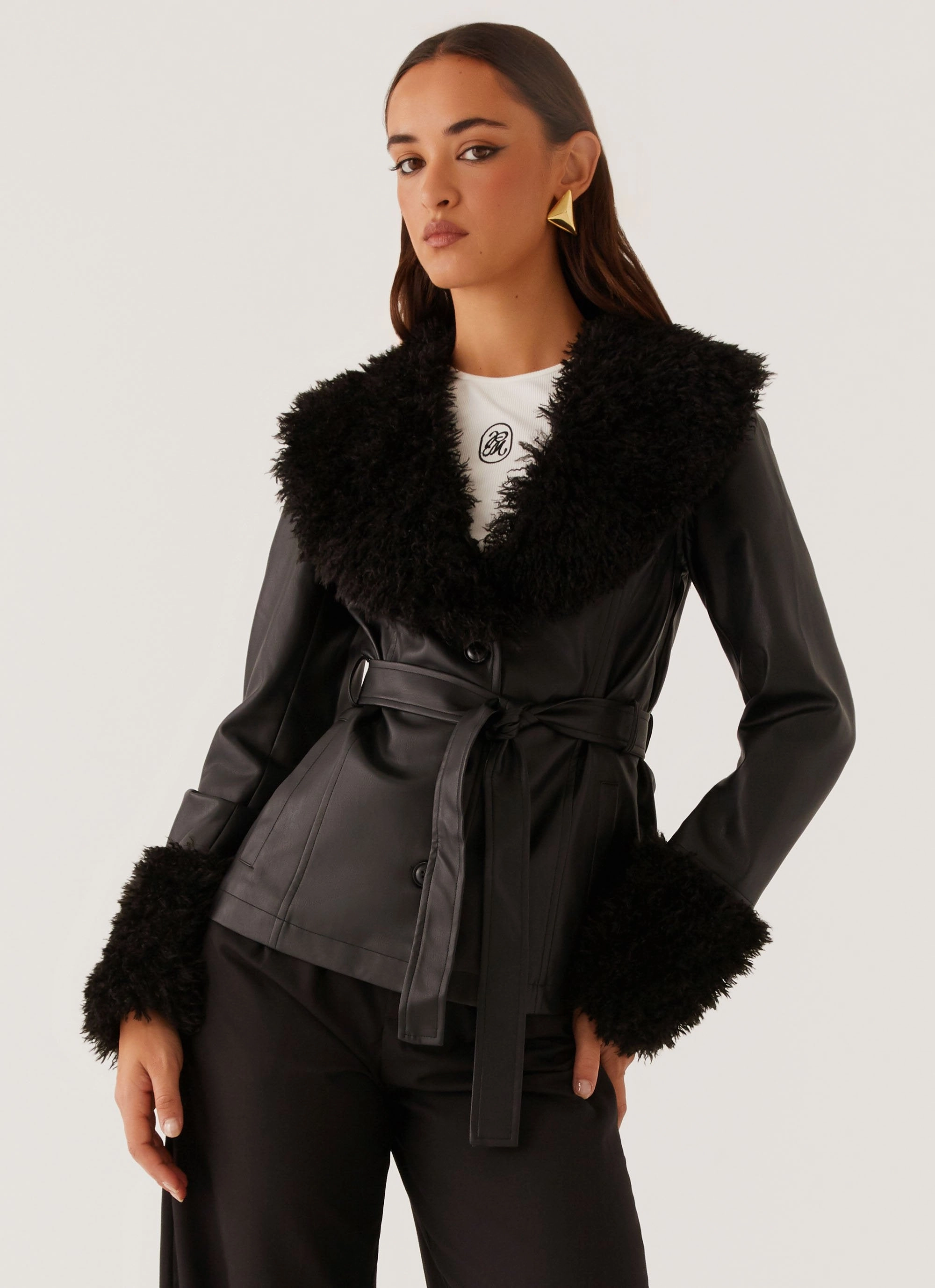 Street Lights Fur Trim Jacket - Black Seam Sealed Technology Reinforced Zippers