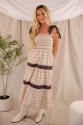 Fine Details Grace Base Written In History Midi Dress