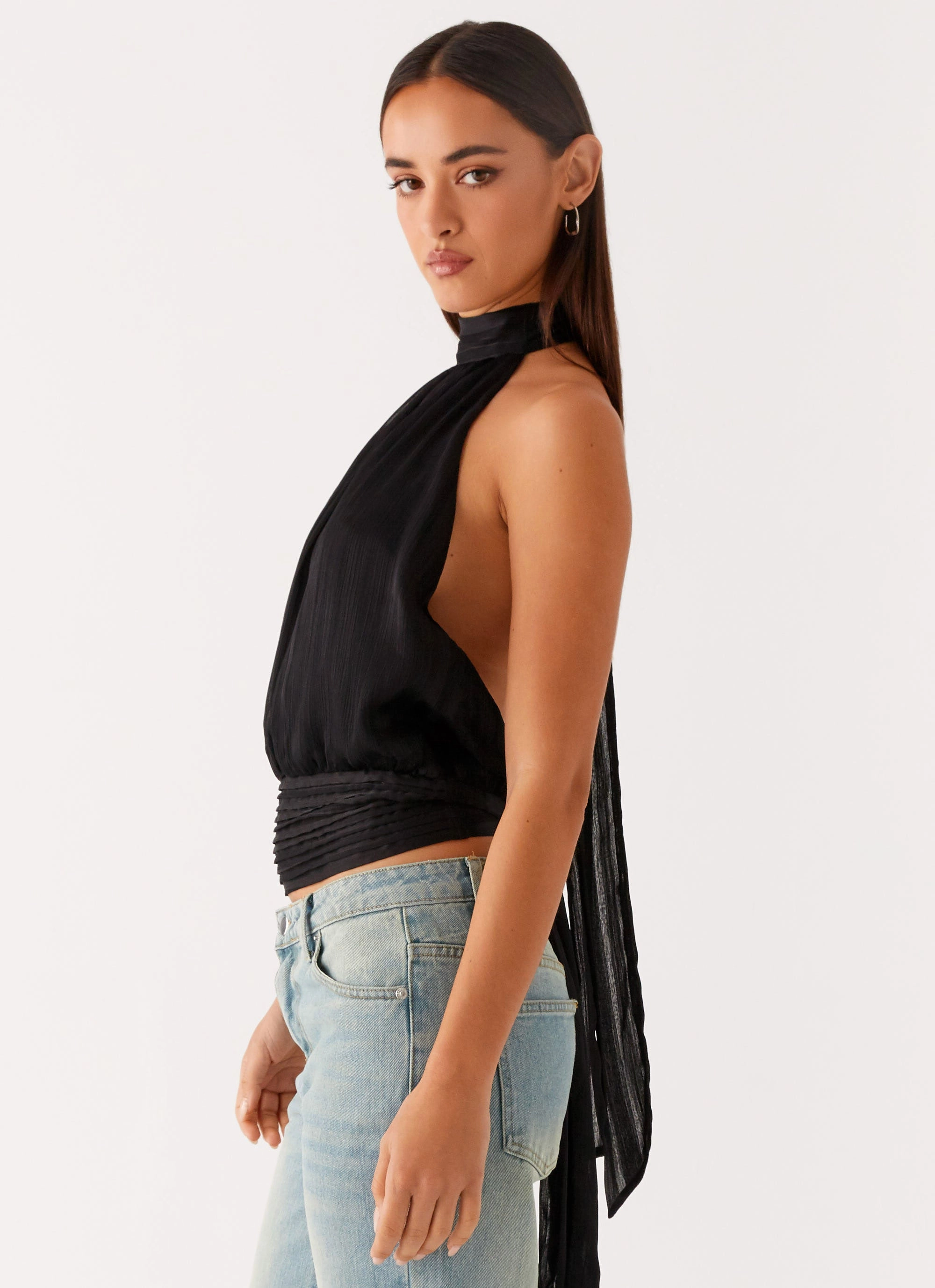 Willow Chiffon Top - Black DoubleLayered