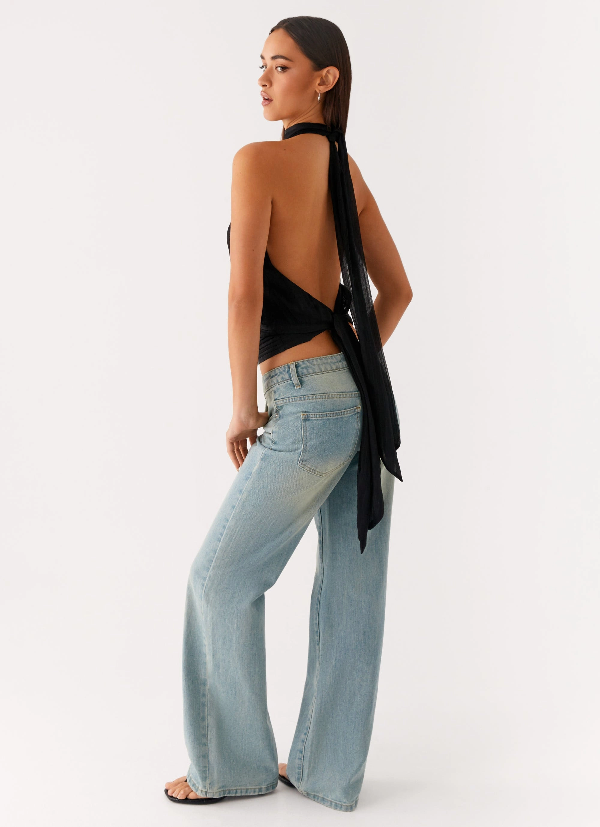 Willow Chiffon Top - Black Lightweight Blouse