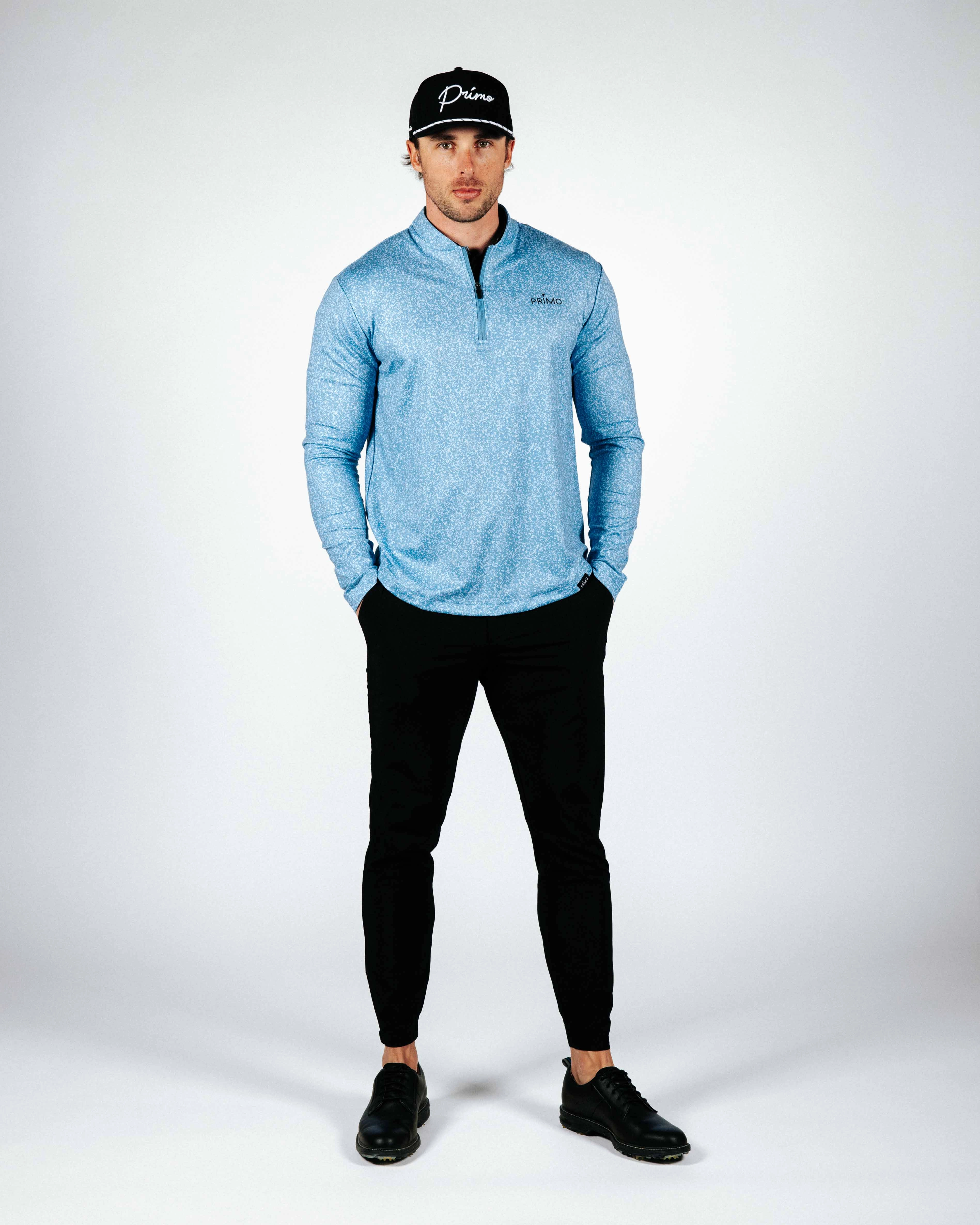 Fitted Design Contoured Side Panels Blue Static Blade Quarter Zip