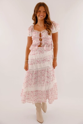 Flexible Ankle Cuffs Soft and Stretchy Floral Whispers Midi Skirt