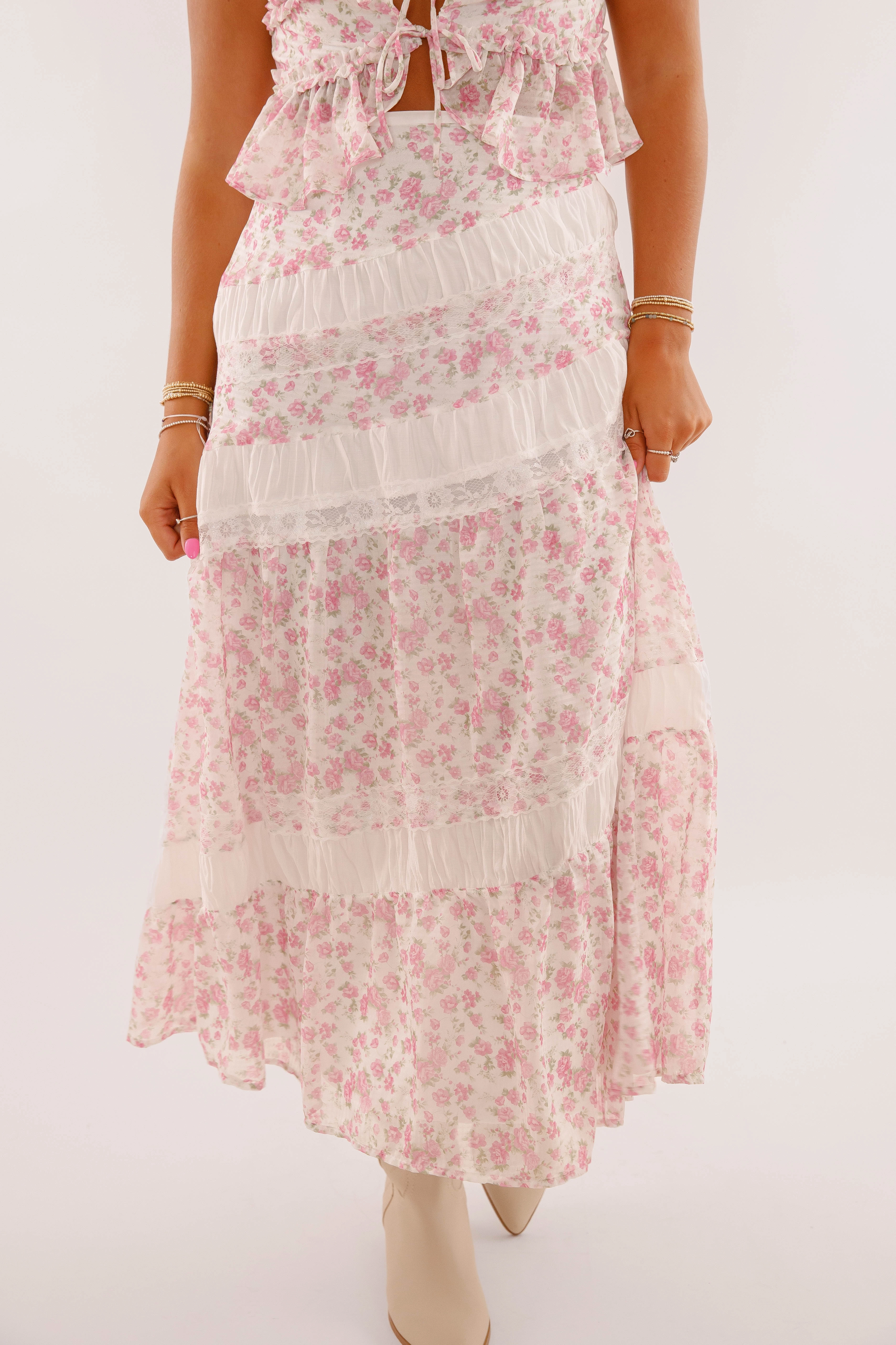 OdorResistantTreatment Floral Whispers Midi Skirt