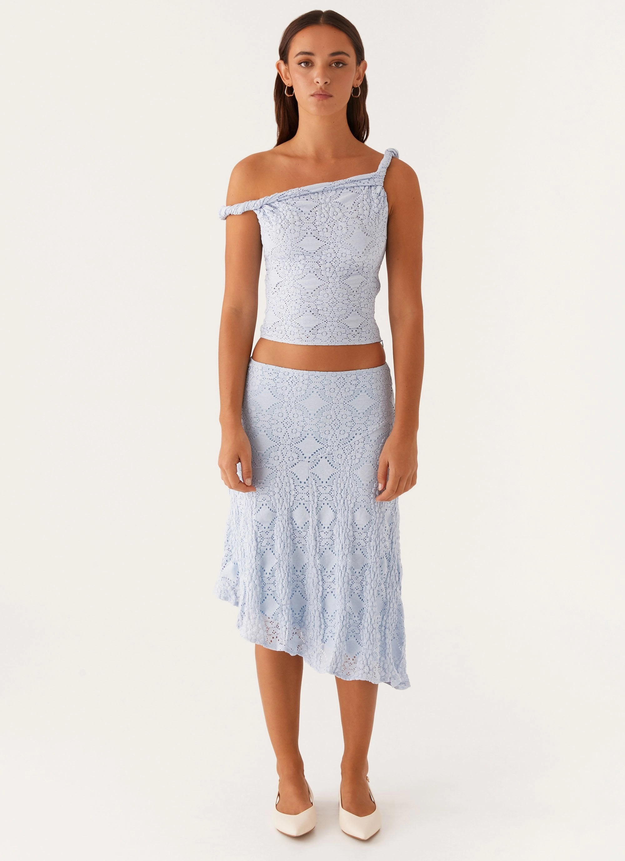 Diamond Sky Midi Skirt - Blue Light Fabric Padded hips