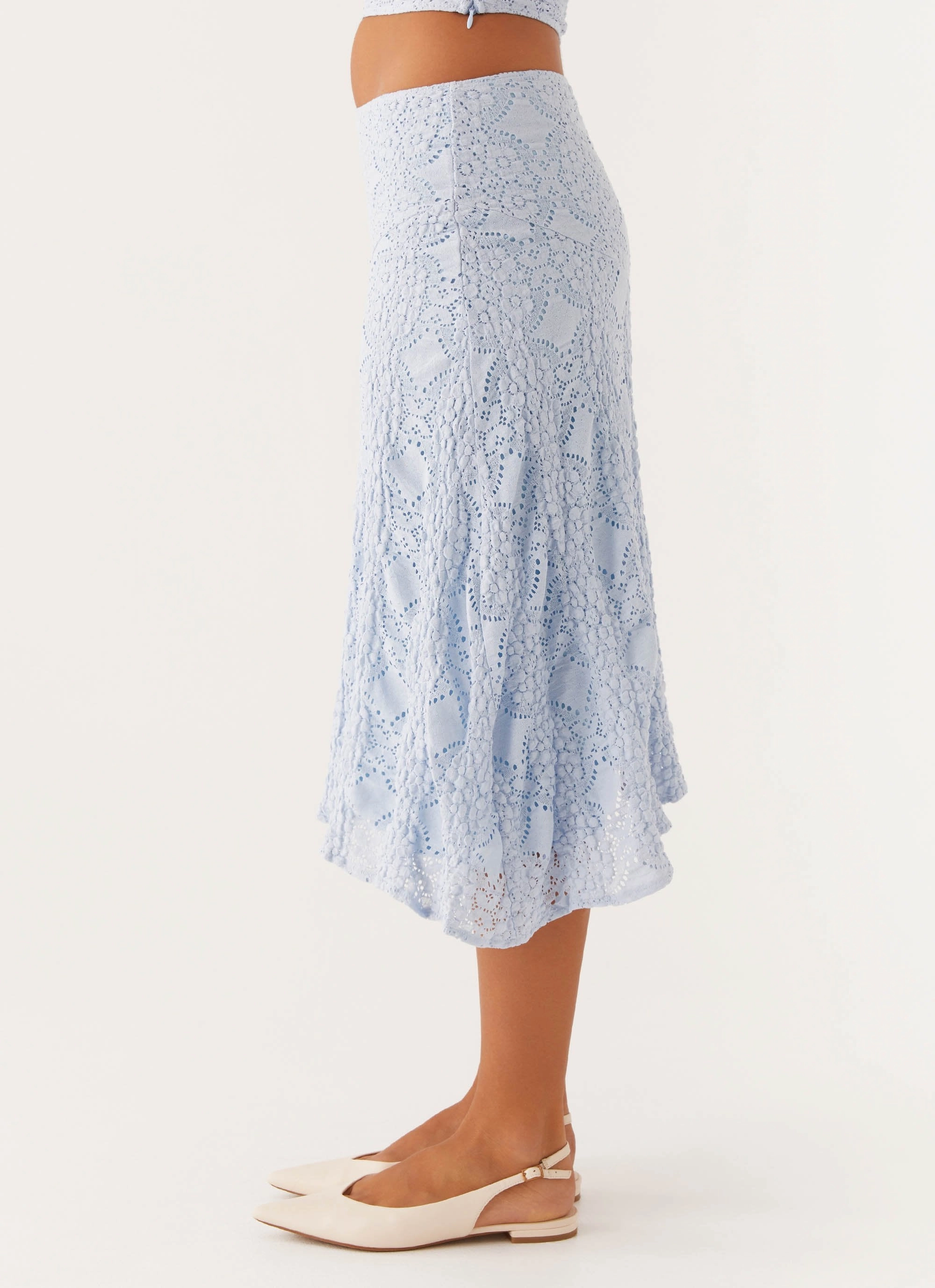 Diamond Sky Midi Skirt - Blue Flexible Layer Fit