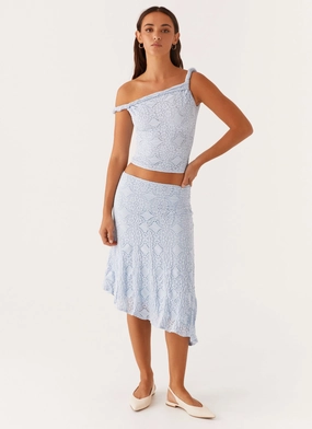 Casual Layer Moisture control Diamond Sky Midi Skirt - Blue