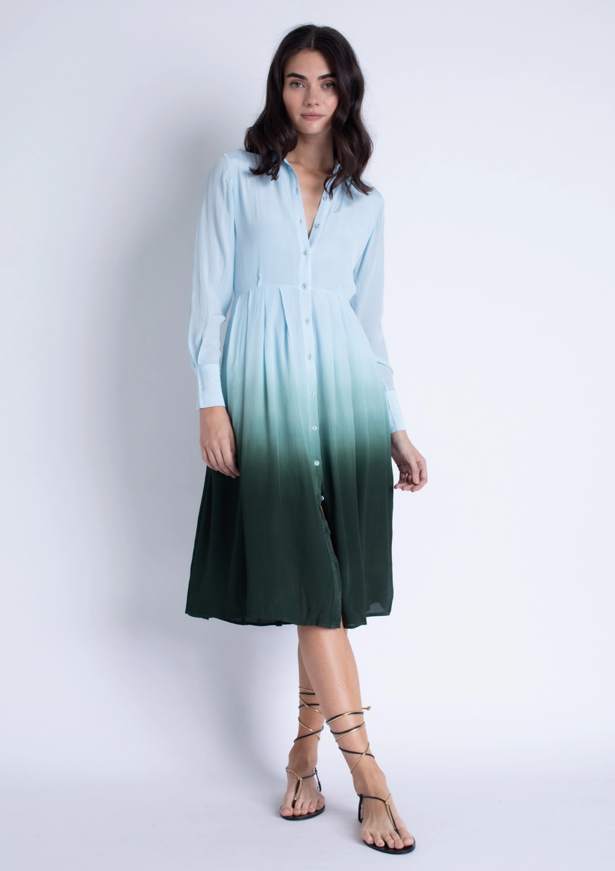 Diana Green Ombre Maxi Dress Gentle Drape Daily Silhouette