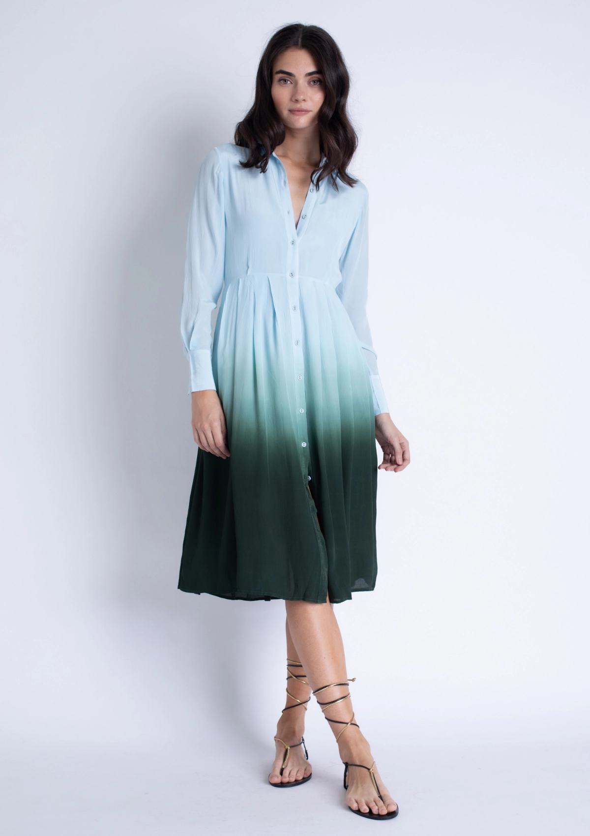Light Weave Feel Good Diana Green Ombre Maxi Dress
