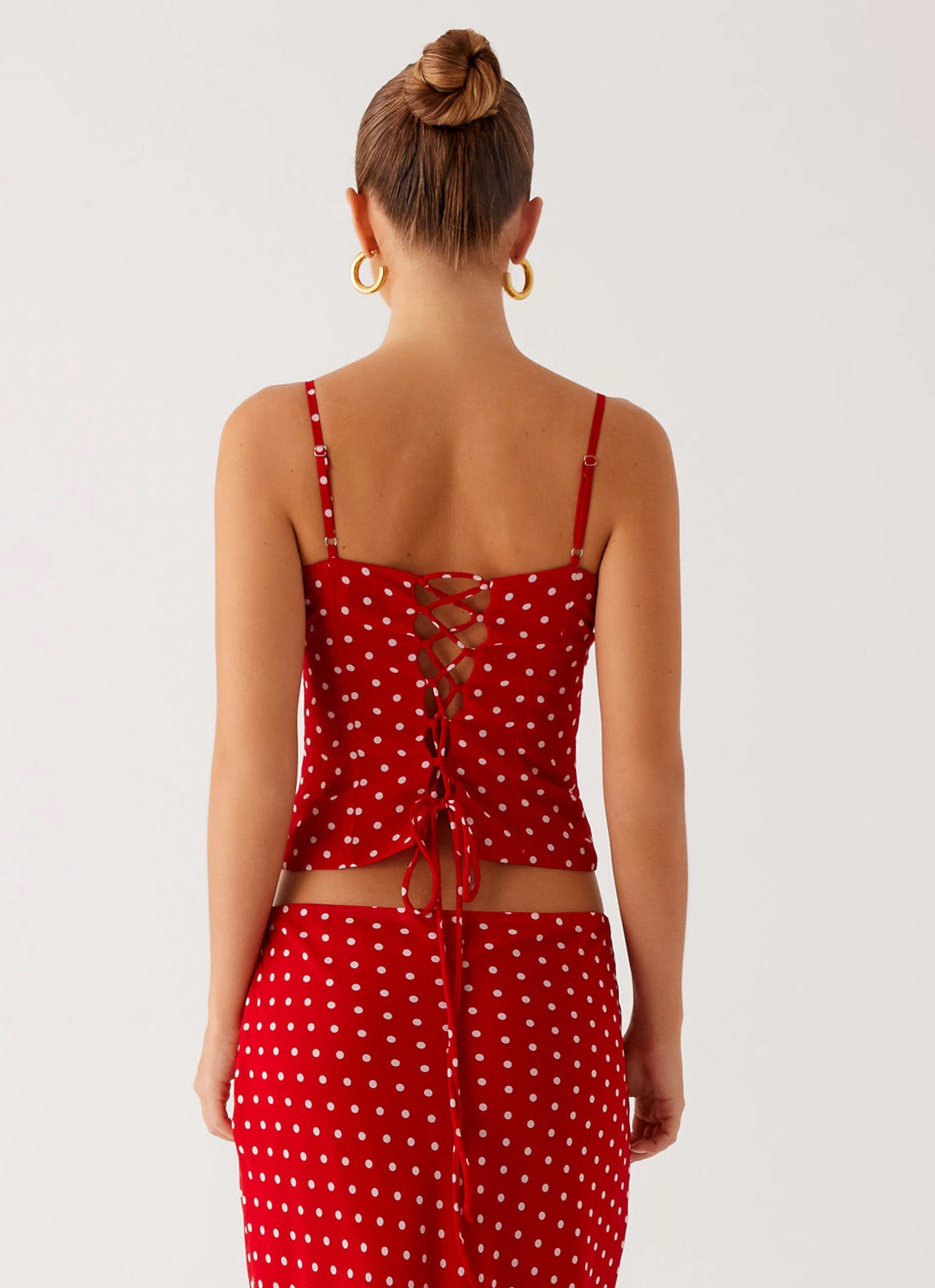 Modular Layering System High Collar Design Bendita Top - Red Polka Dot