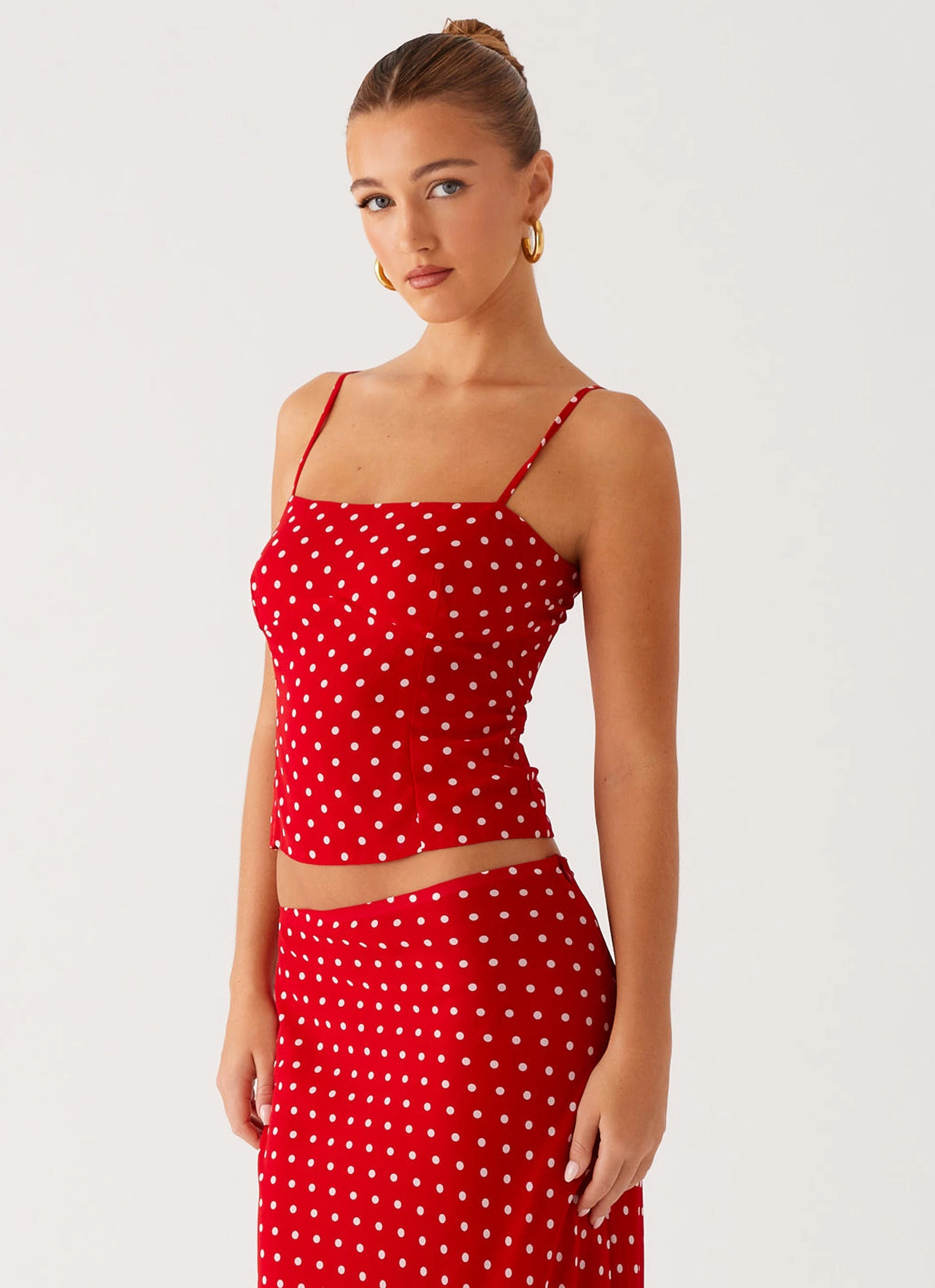RibbedTrims Bendita Top - Red Polka Dot