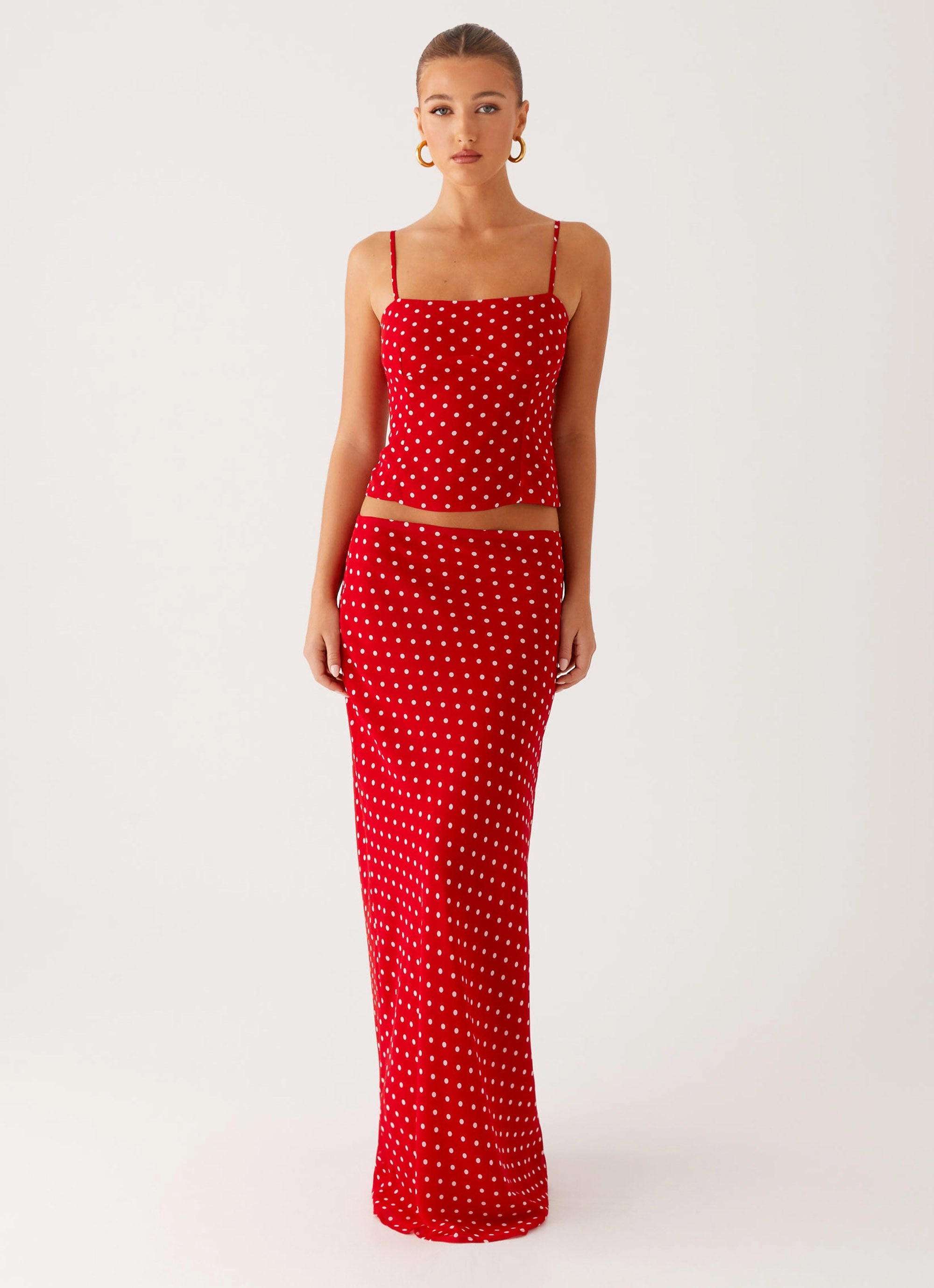 Bendita Top - Red Polka Dot Resilient Fabric Blend SoftKnit