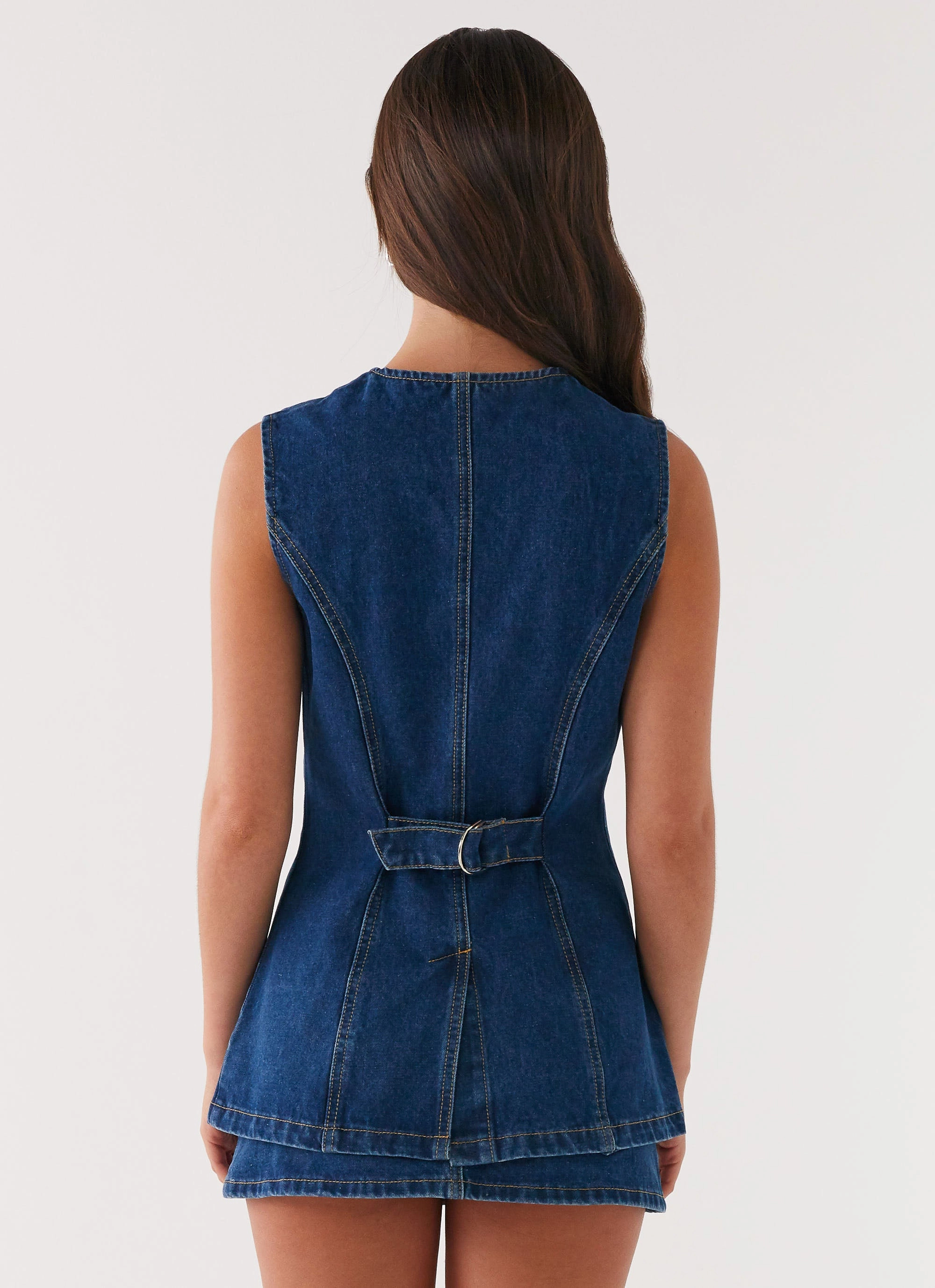 Light Fabric Wish You Luck Denim Top - Dark Blue