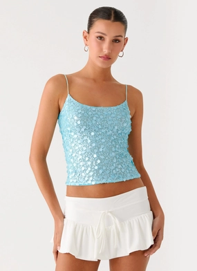 French Exit Sequin Top - Blue SunProtective