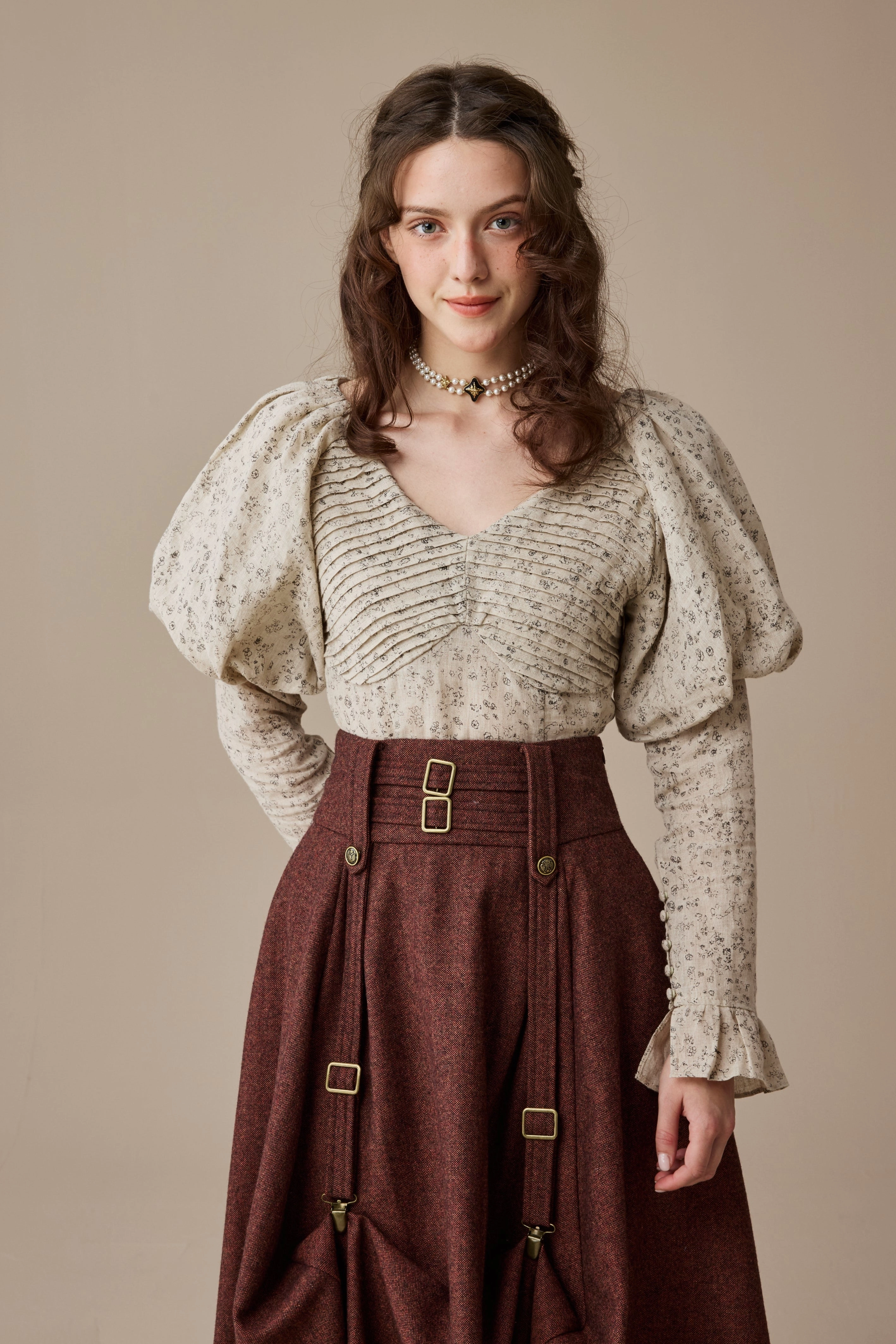 Sonia 33 |pintucked linen blouse Bonded Hemline BreathableMeshPanel
